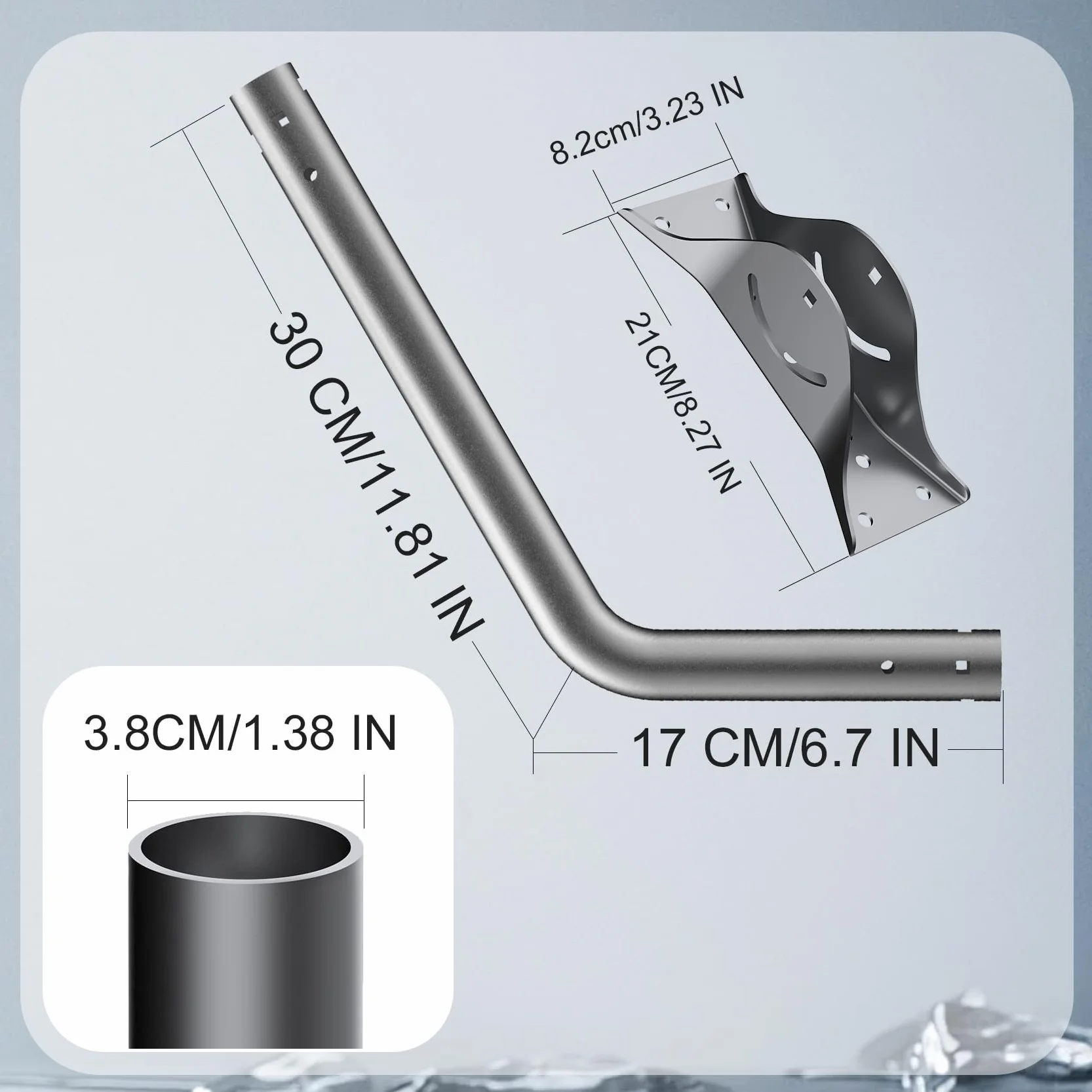 Uchwyt Gen 3 do Starlink, regulowany zestaw montażowy ściana/dach kompatybilny ze standardową anteną Starlink V3 z aluminiowym adapterem rury