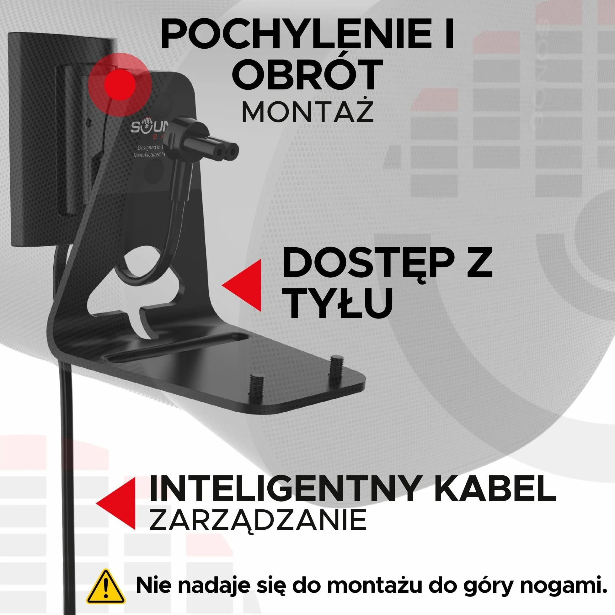 ERA300 uchwyt do montażu ściennego, uchylny i obrotowy, kompatybilny z Sonos ERA 300, bezproblemowa instalacja, zawiera zestaw montażowy (Czarny, Podwójny)