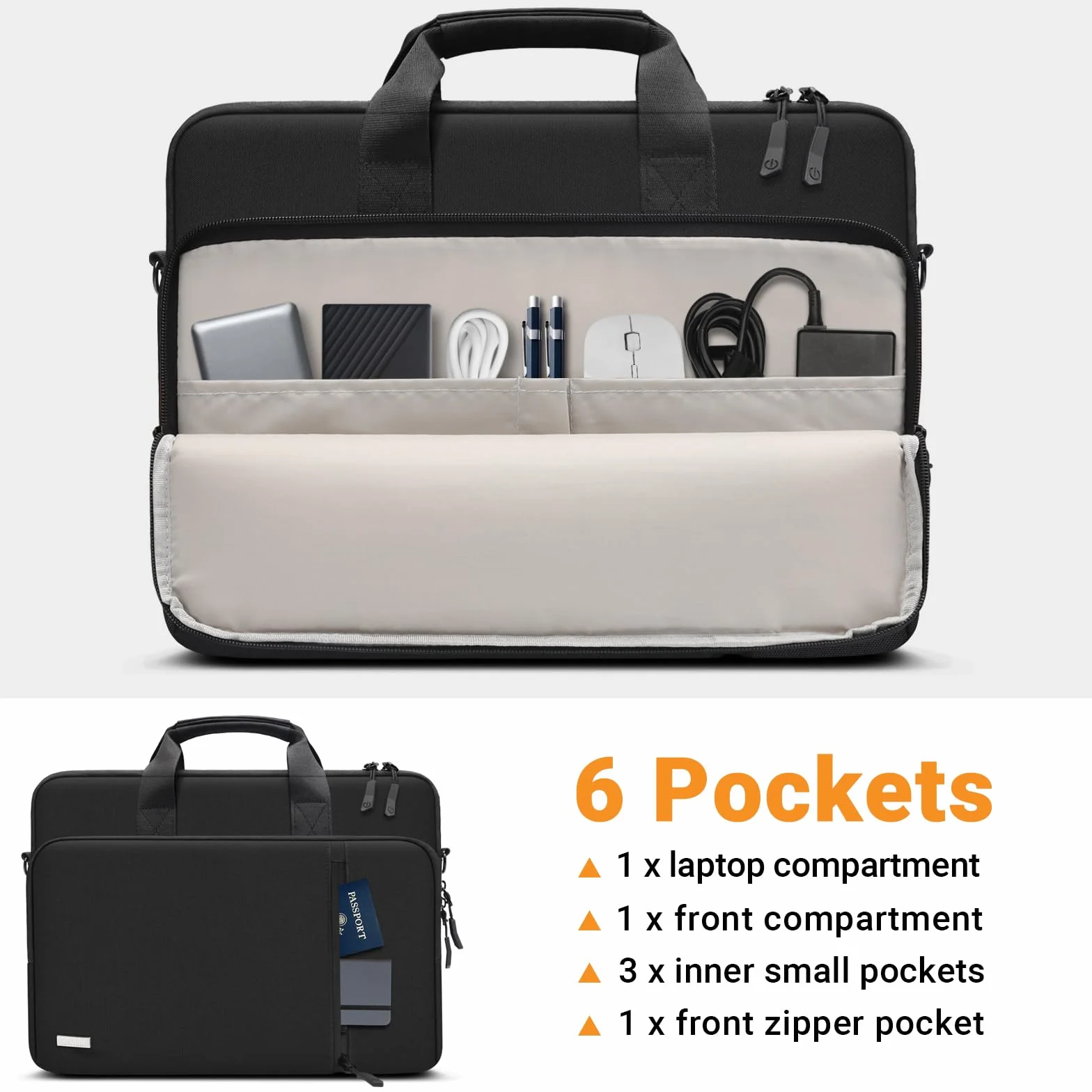 TECOOL Torba na laptopa 15,6-17,3" z ochroną 360°, na ramię