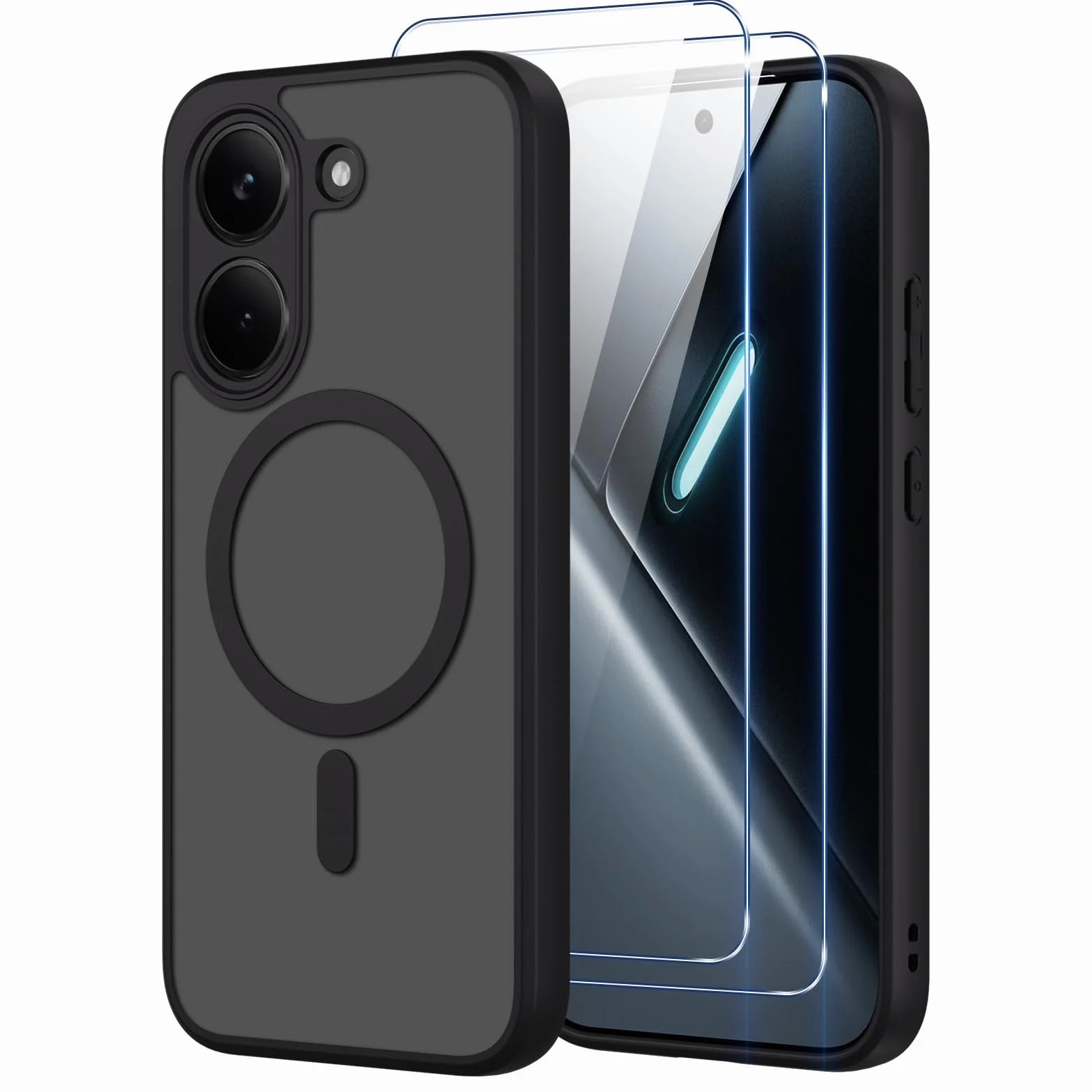 Pnakqil Magnetyczne etui do Xiaomi Poco X8 Pro 5G kompatybilne z MagSafe z 2 sztukami Ochraniacz ze szkła hartowanego, Półprzezroczysty Matowy Odporny na wstrząsy Odporny na odciski palców Etui