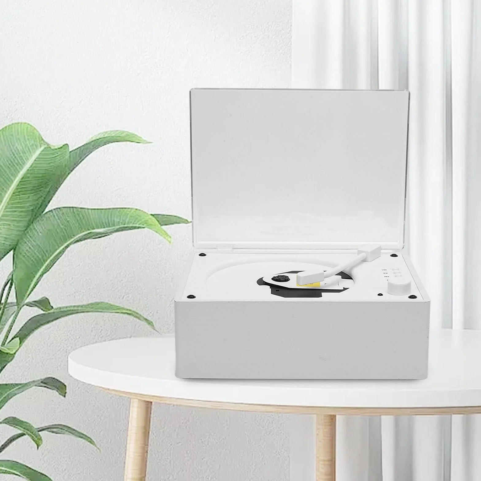 Przenośny Odtwarzacz BT CD Retro Wielofunkcyjny Odtwarzacz CD z Zdalnym Sterowaniem BT 5.0 USB Odtwarzanie Napędu Flash Wbudowane w baterię 3600 MAh do Podróży w Biurze (Kolor białego drewna)