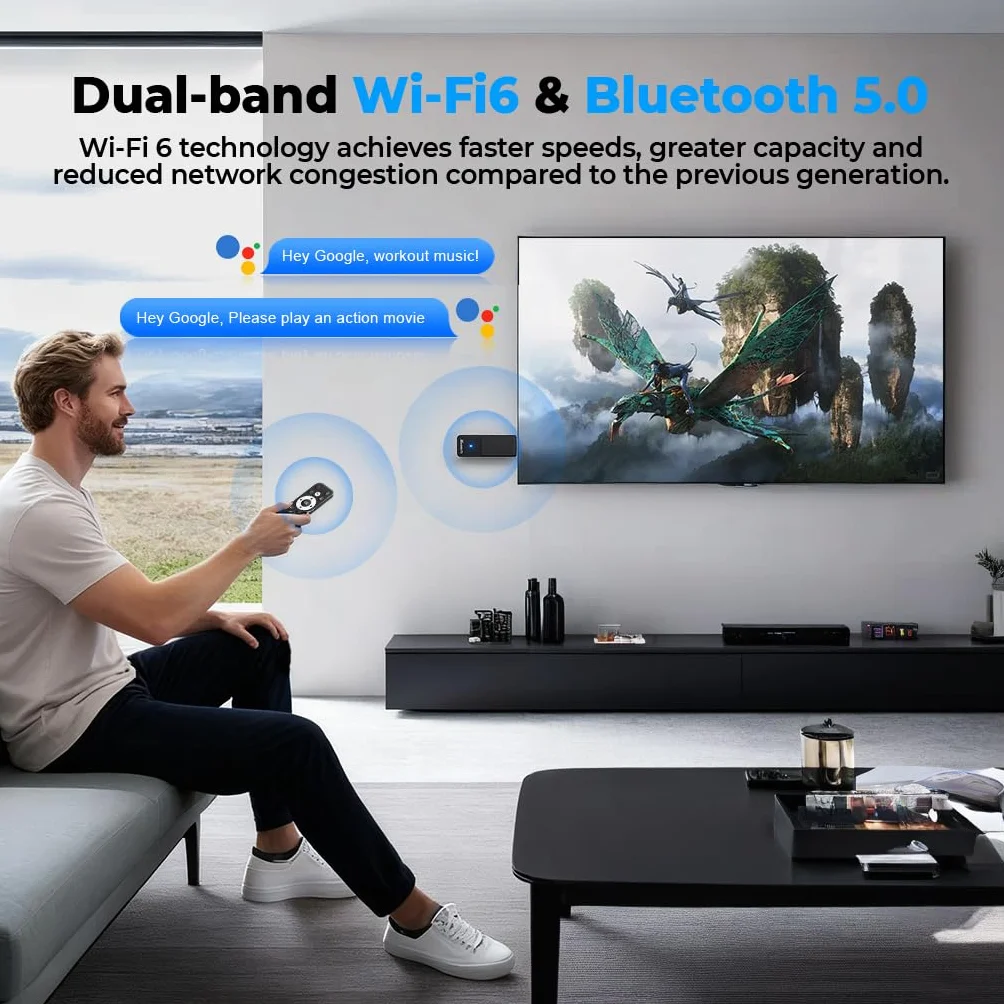 GREVA Android TV Stick 4K Ultra HD urządzenie do strumieniowego przesyłania strumieniowego, system Android 14.0, 2 GB 16 GB HDR/AV1/2,4G/5G WiFi/BT 5.0, 3D HD Smart Box Streaming Media Player z