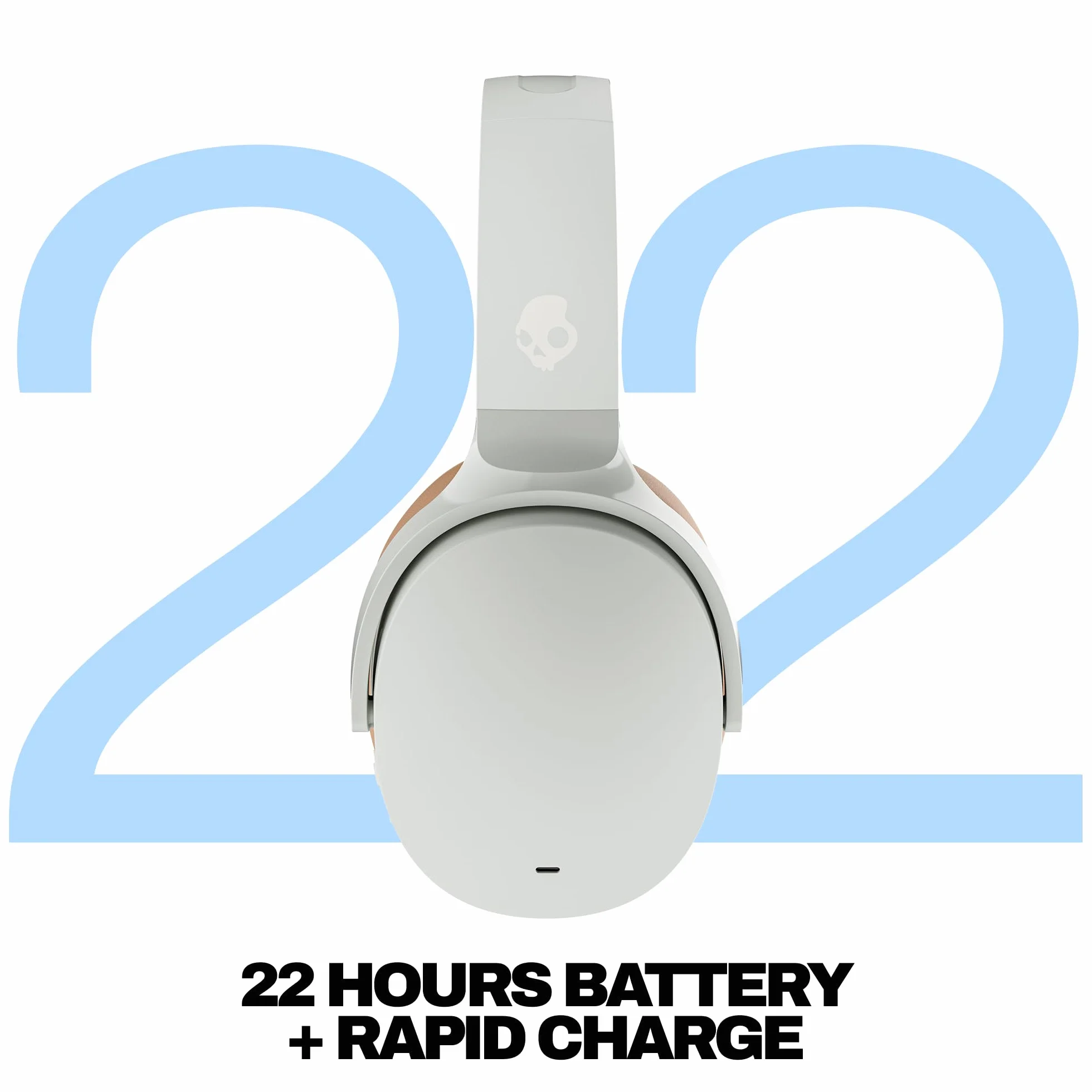 Skullcandy Hesh ANC Bezprzewodowe Słuchawki Nauszne z Aktywną Redukcją Szumów, 22 h, Biały