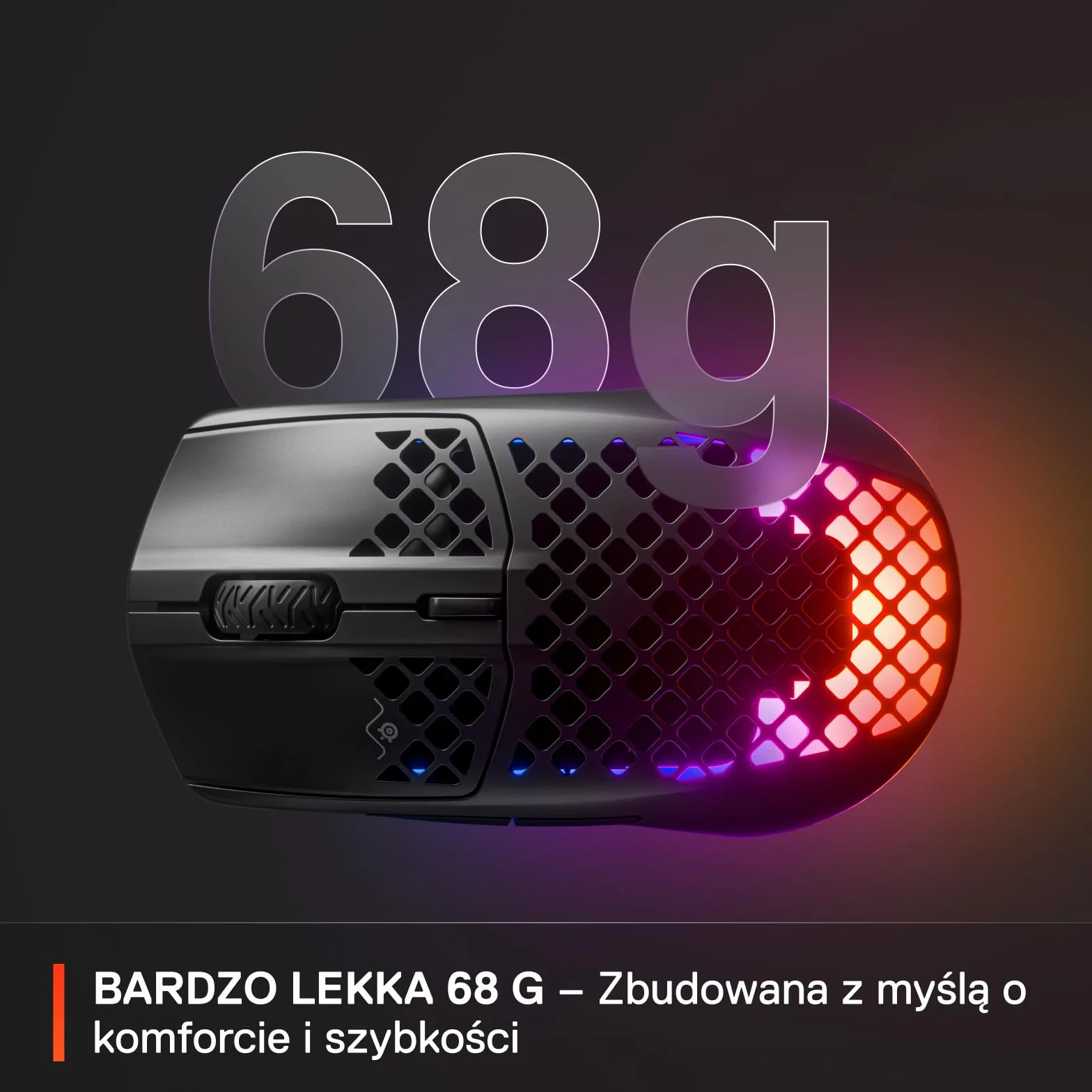 SteelSeries Aerox 3 Wireless Mysz RGB Ultralekka Wodoodporna Sensor TrueMove Air 18K DPI Onyx