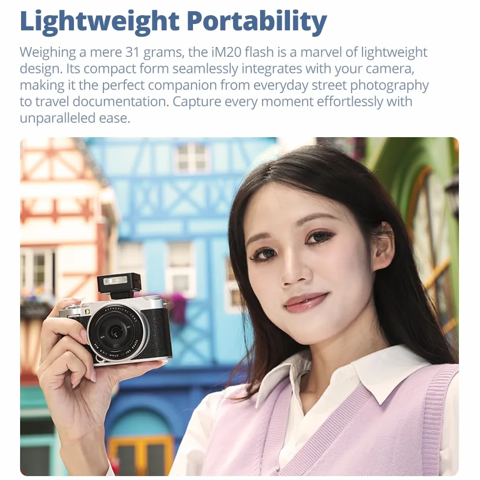 Godox iM20 Lampa Błyskowa Mini Speedlite 440 Błysków Pojedynczy Styk Hotshoe Wbudowana Bateria Litowa