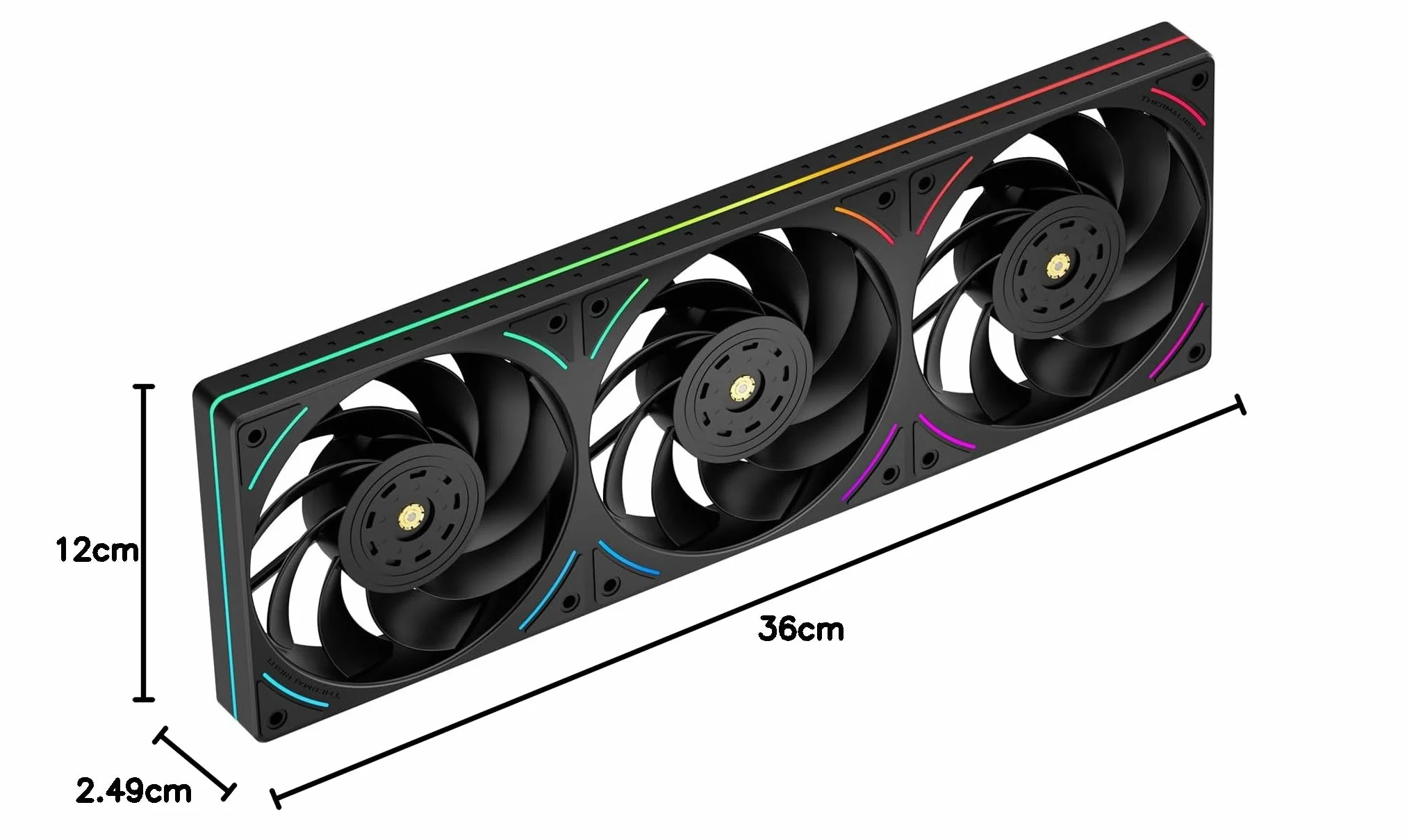 Thermalright TL-UB36R wentylator obudowy 120 mm, 3-pak-PWM, cichy (≤ 27 dB(A), z odwróconą łopatką / oświetleniem ARGB 5 V, do chłodzenia wodą procesora i chłodzenia obudowy, czarny