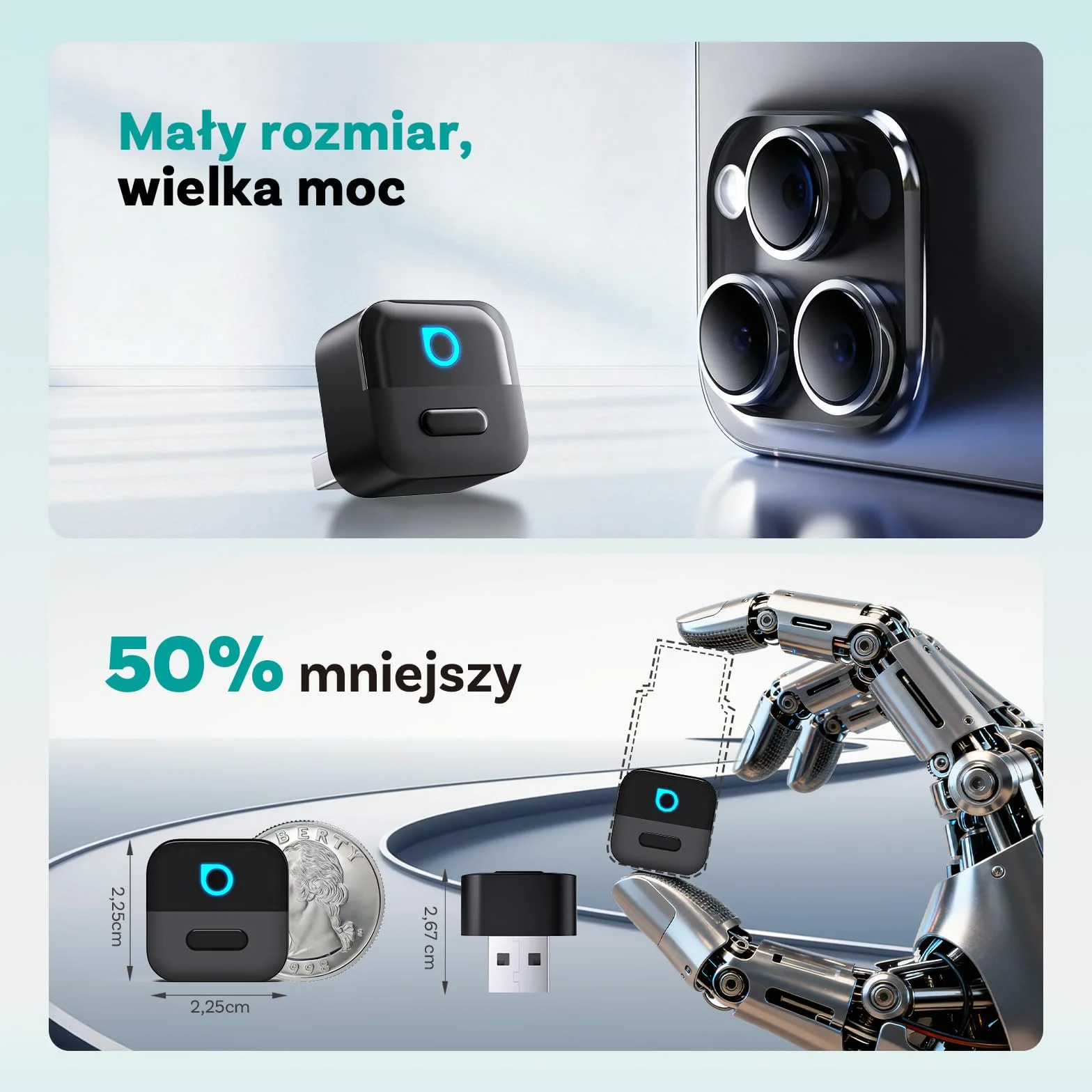 (2026 Nowość) OTTOCAST 2 w 1 Bezprzewodowy Adapter CarPlay i Android Auto, Ottocast Mini Pico z Odłączenie Jednym Naciśnięciem, BT 5.4, Plug & Play do Samochodów z Fabrycznym CarPlay/Android Auto