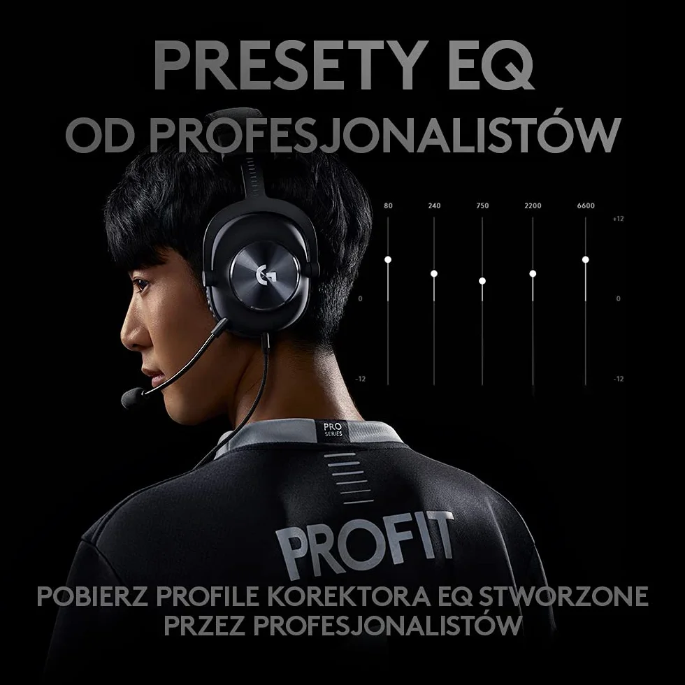 Logitech G PRO X Gaming-Headset, przewodowe słuchawki nauszne z niebieskim mikrofonem VO!CE, DTS X 7.1, 50mm przetworniki PRO-G, dźwięk przestrzenny 7.1 do gier e-sportowych - Czarny