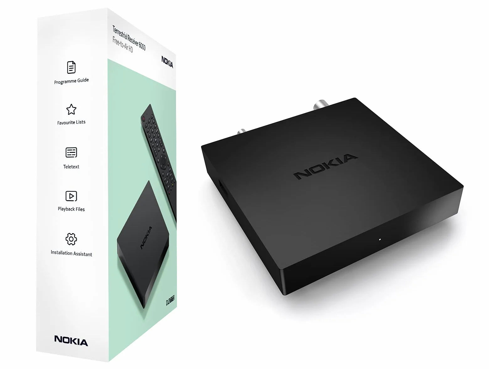 Nokia 6000 Odbiornik naziemny Odbiornik DVB-T, DVB-T2, HD, H.264, HEVC H.265 z pilotem