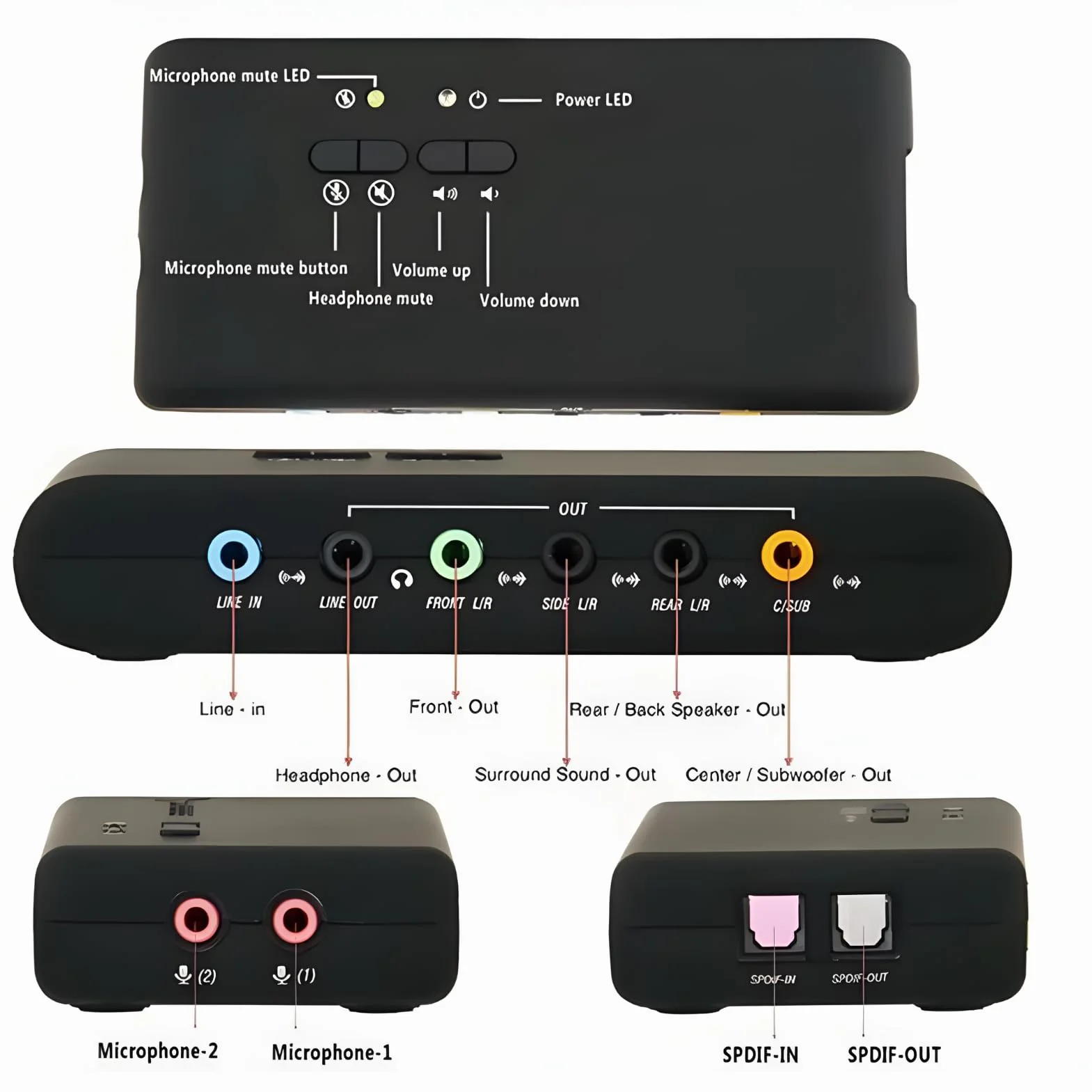 USB 7.1 Zewnętrzna Karta Dźwiękowa 8-kanałowa 12 Mb/s USB Soundbox 32KHz/44KHz/48KHz Podwójne Mikrofon na Komputerze na Komputerze PC na Komputerze Laptopa na PC na Komputerze PC
