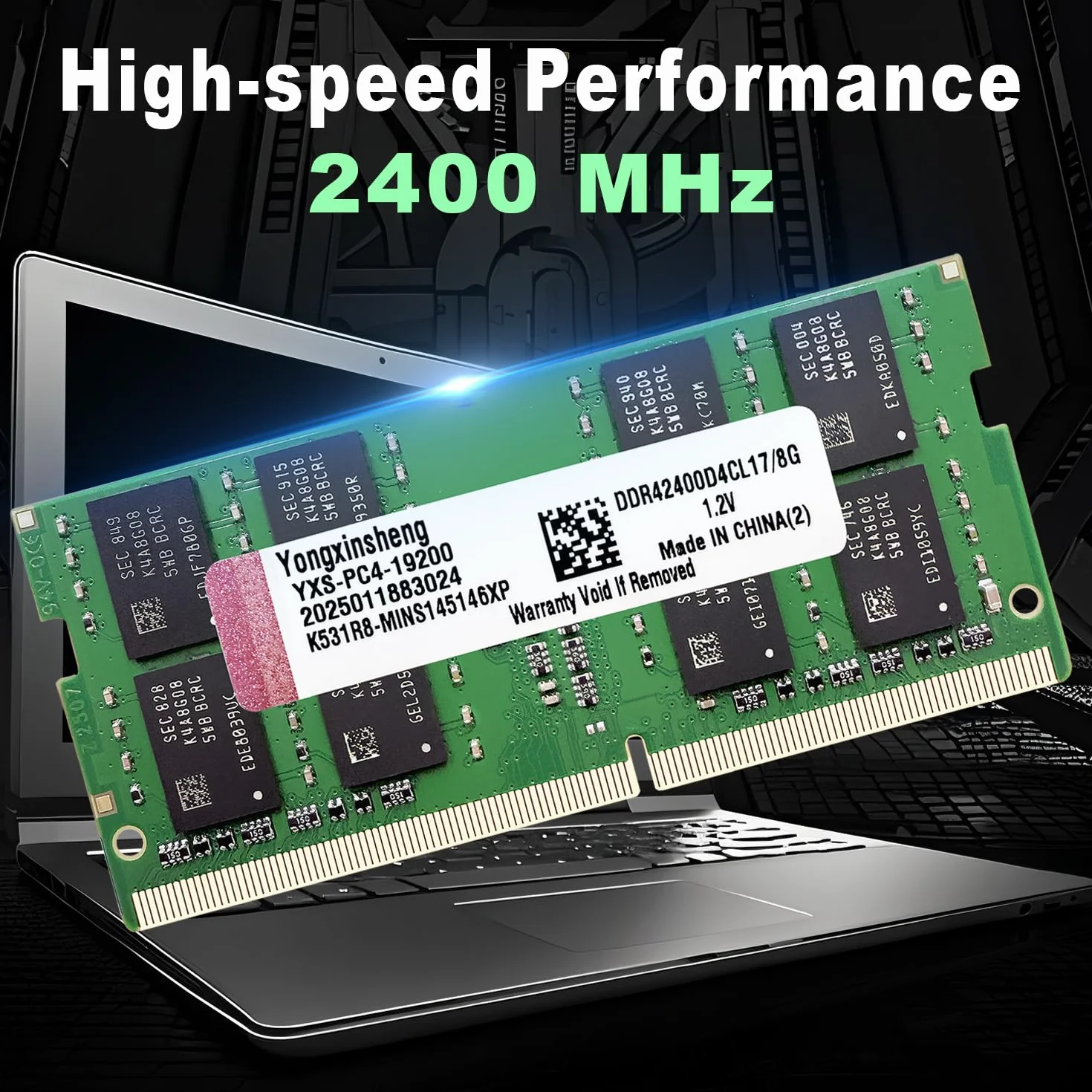 Yongxinsheng DDR4 8GB Pamięć RAM do laptopa PC4-19200 SODIMM 2400MHz 1.2V