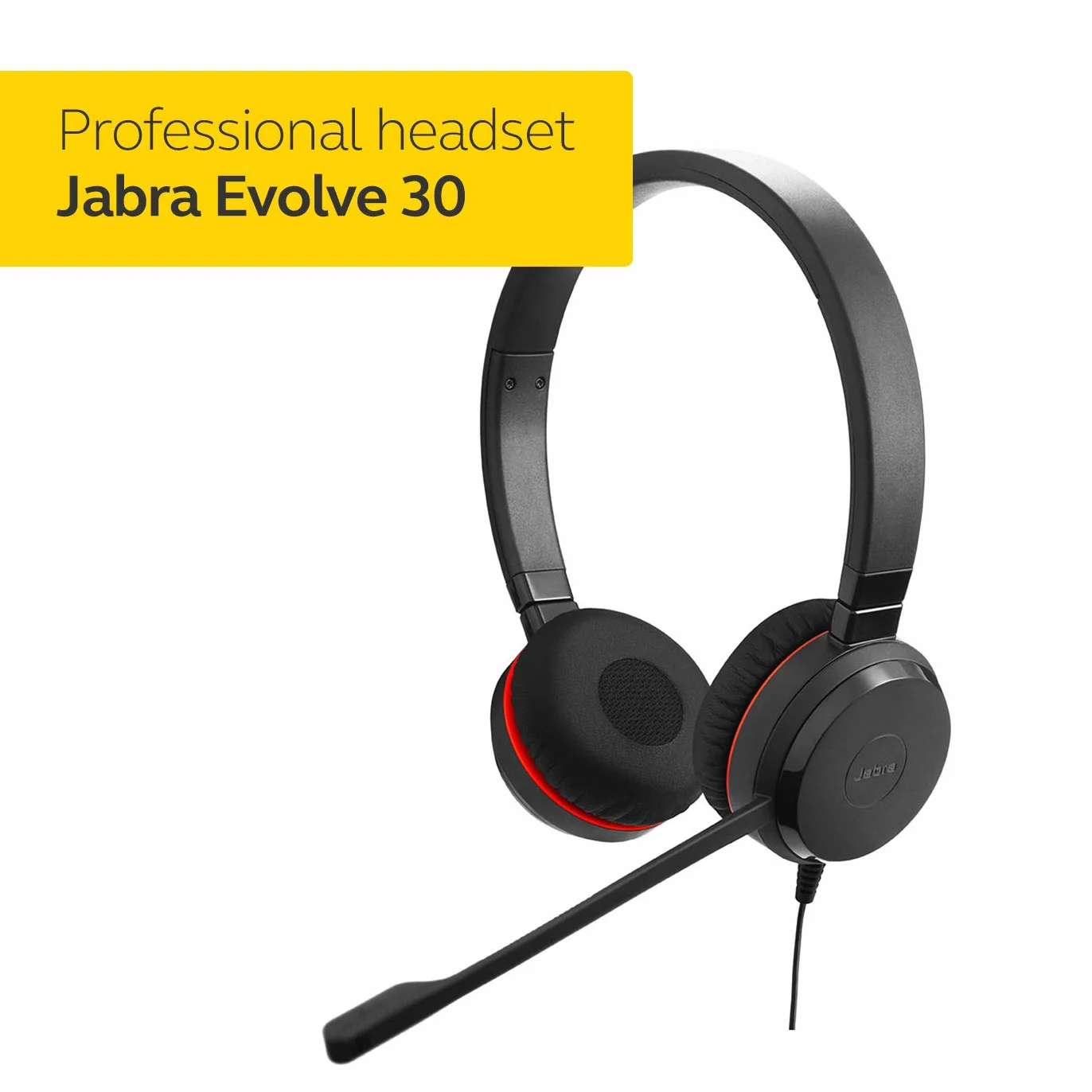 Jabra Evolve 30 UC Stereo Headset – Unified Communications Headphones for VoIP Softphone with Passive Noise Cancellation – USB-Cable with Controller – Black