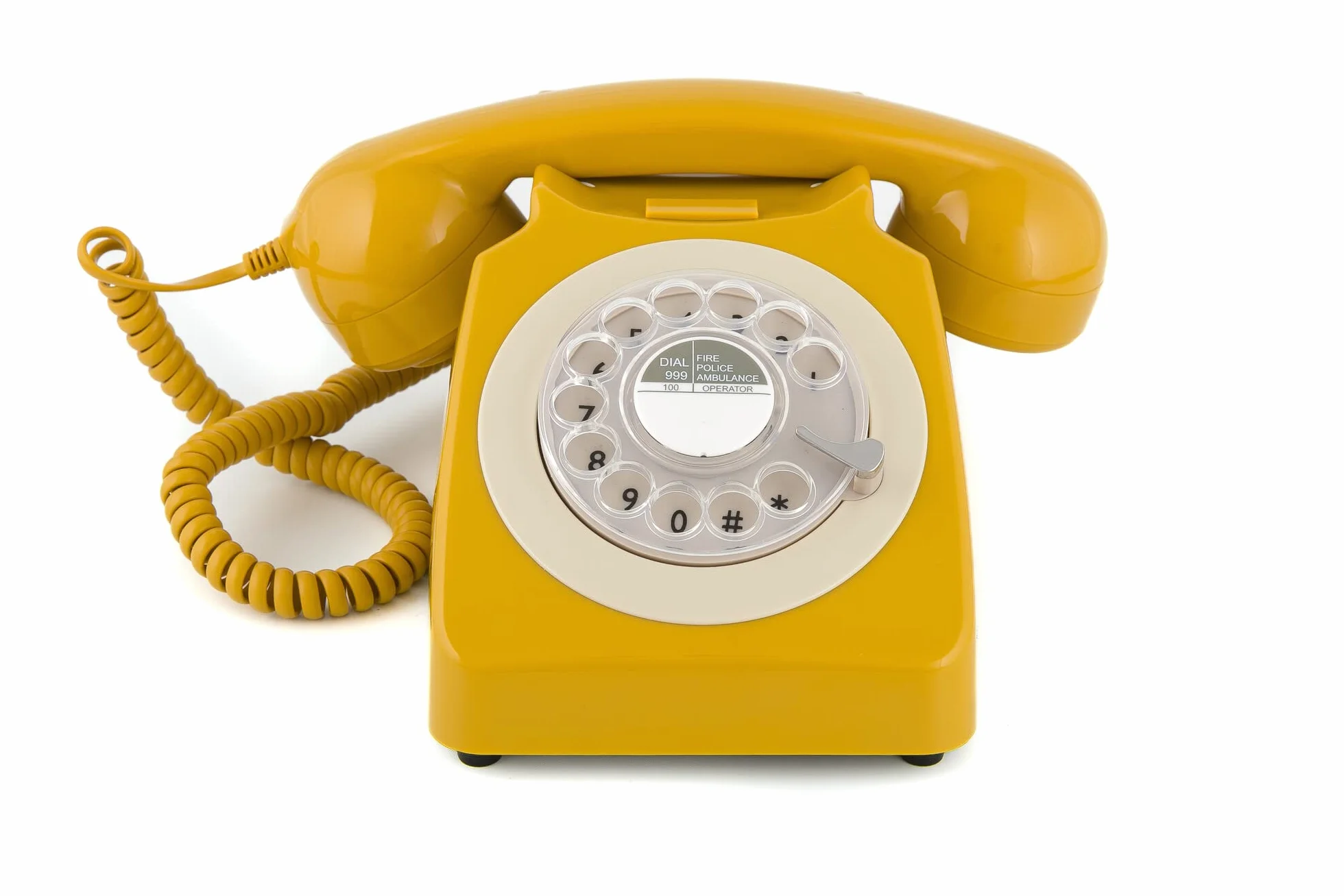 GPO Retro 746YEL Telefon stacjonarny z obrotową tarczą musztarda