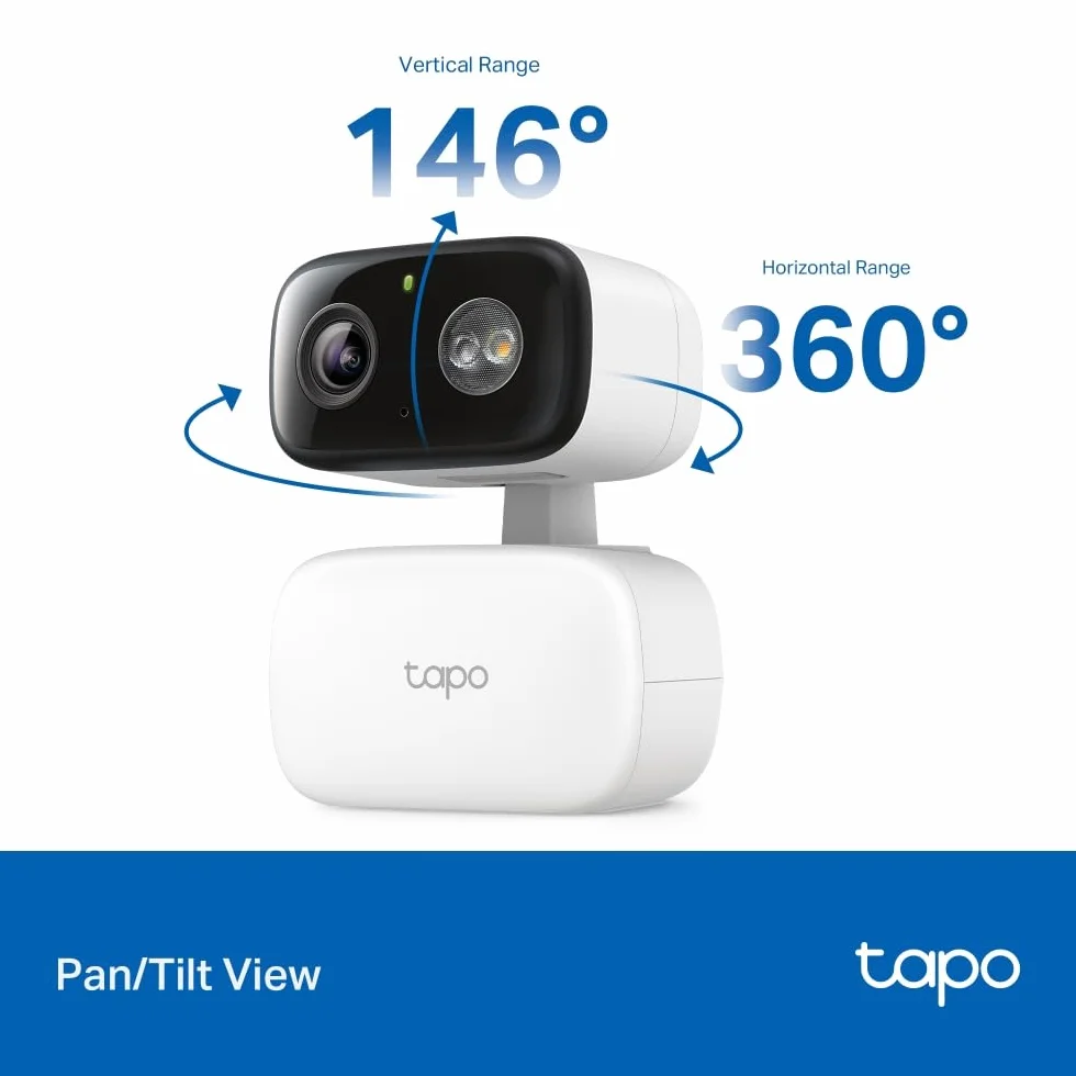 TP-Link Tapo C206 mini kamera do monitoringu z nagrywaniem, 1080p, zasięg 360°, do użytku wewnątrz i na zewnątrz, rozpoznawanie i powiadomienia, karta microSD do 512 GB, 105,3 × 77,8 × 69,8 mm