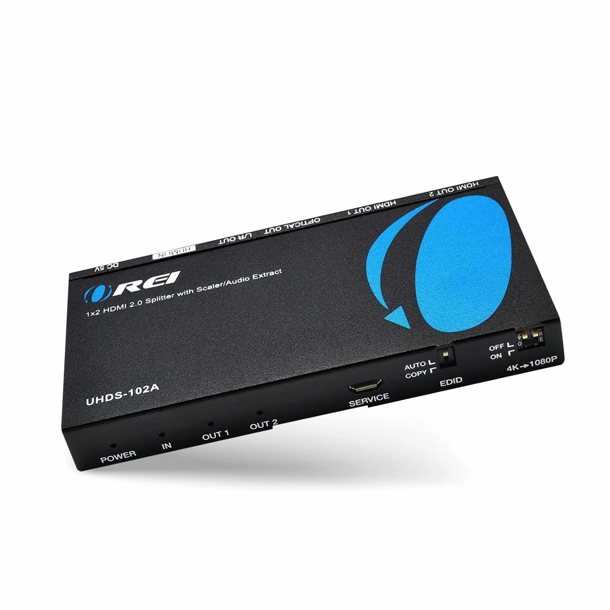 OREI Rozdzielacz HDMI 1x2 2.0 ze skalerem audio, 2 porty z Full Ultra HDCP 2.4K przy 60Hz i 3D obsługuje sterowanie EDID - UHDS-102A