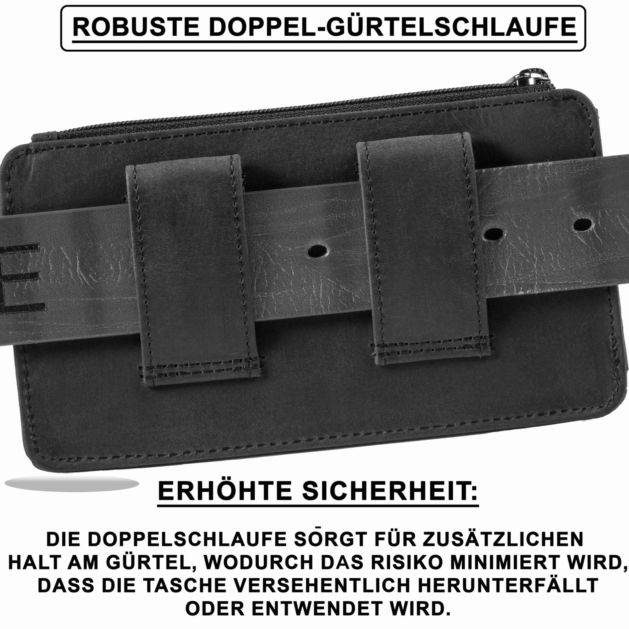 MATADOR Brisbane, 2 w 1, z prawdziwej skóry, z kieszenią na zamek błyskawiczny, z eleganckim pudełkiem na prezent i ochroną RFID, eleganckie etui na telefon komórkowy ze skóry do 6,9 cala, w kolorze