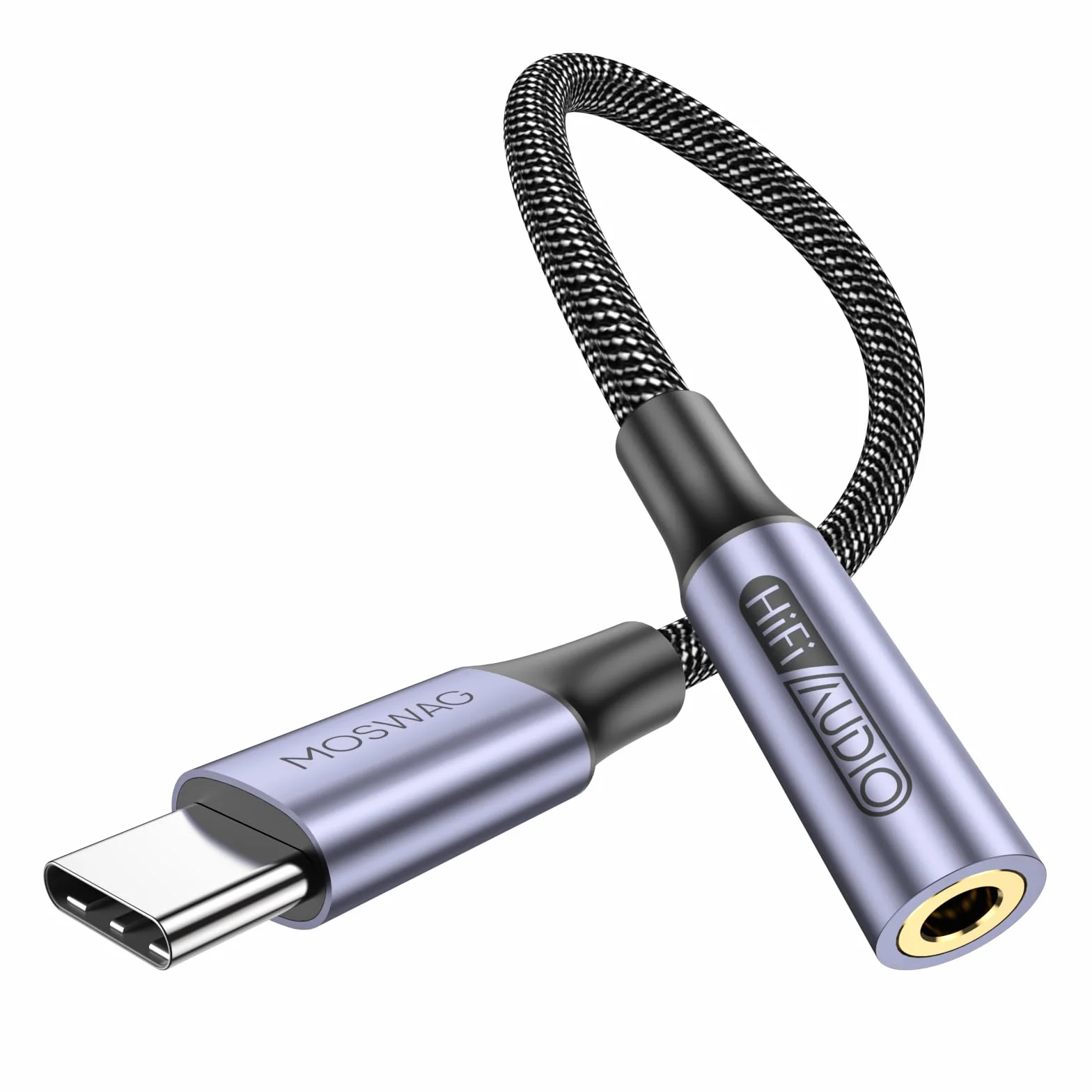 MOSWAG Adapter USB typu C na gniazdo słuchawkowe 3,5 mm, kabel USB C na Aux do iPhone'a 16 Pro Max/16 Pro/16 Plus/16/15 Pro/15, Samsung Galaxy S25, S24, S23, S22, S21, S20, Huawei, Pixel, iPad i