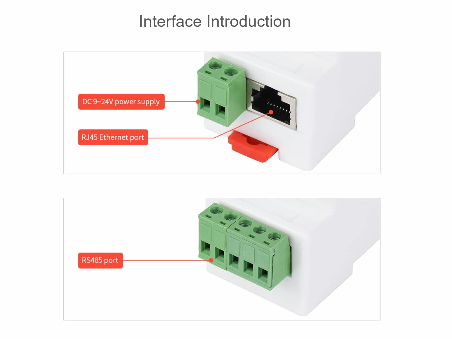 Waveshare RS485 do RJ45 Moduł Konwertera Ethernetu, Industrial Rail-Mount RS485 Serial Server, TCP/IP do modułu szeregowego, 300~115200 BPS Baurate, 10/100M Auto-Negotiation RJ45 Connector