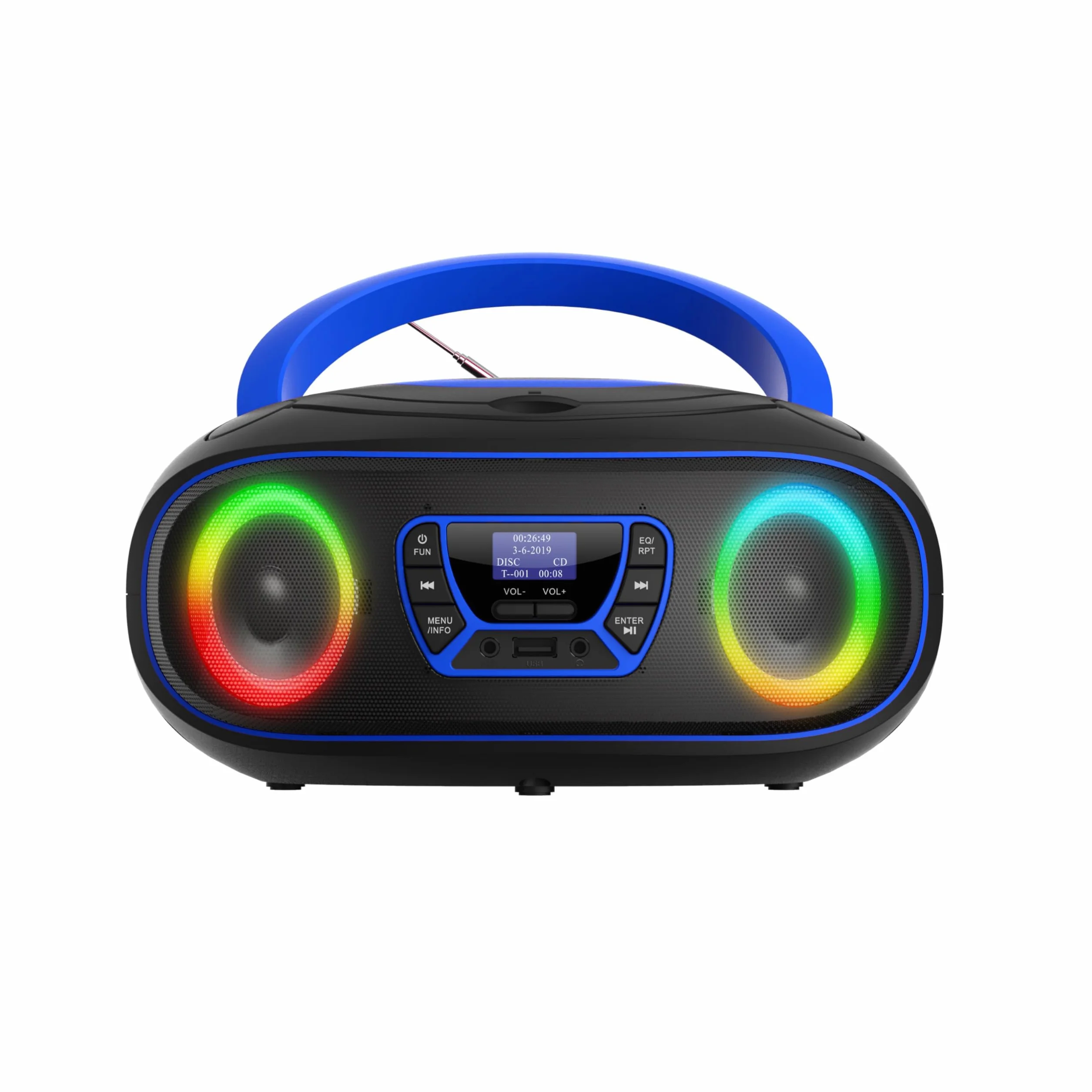 Denver DAB+ Boombox z radiem DAB+/FM, Bluetooth, niebieski