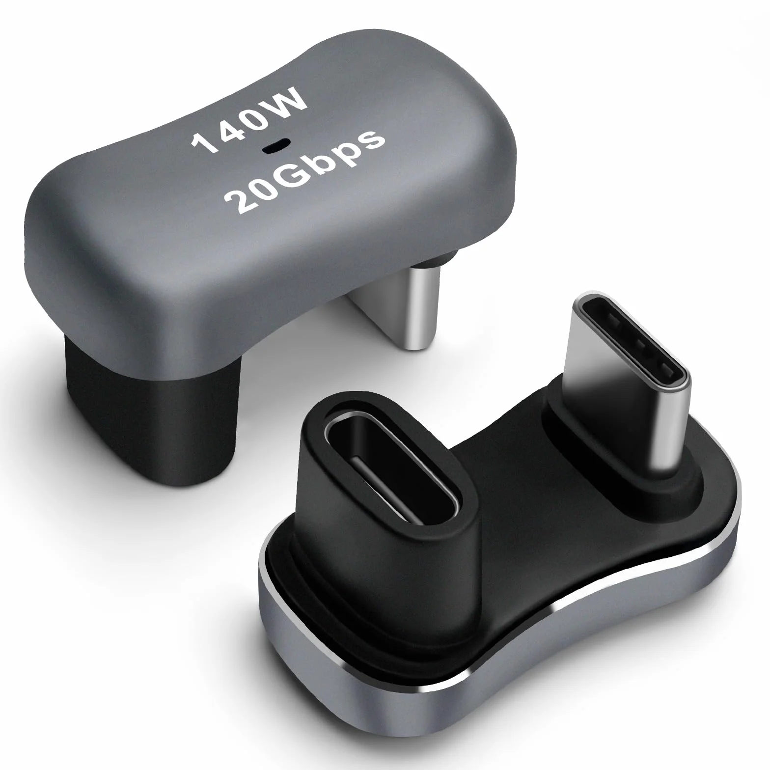 Adapter USB C kątowy 180 stopni (2 paczki), męski na żeński w kształcie litery U z PD 140 W/20 Gbps, przedłużacz do deski Steam, Switch, Laptopa, telefonu