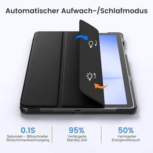 Vobafe etui na Samsung Galaxy Tab A11+ A9+ 11 cali (2025/2023), cienka lekka twarda ochronna okładka z podstawą dla Galaxy Tab A11 Plus A9 Plus, automatyczna funkcja snu/budzenia, Czarny