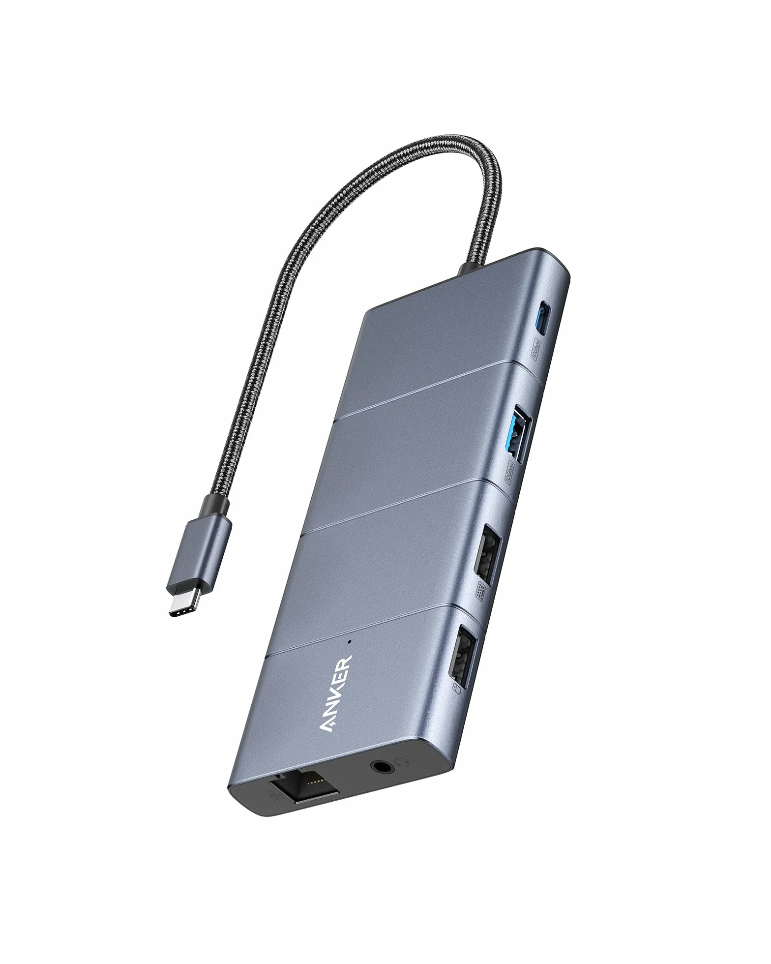 Anker Hub USB-C 565 11 w 1, 10 Gb/s, porty danych USB-C i USB-A, 4K HDMI, DisplayPort, 100 W PD, 2 dane USB 2.0, Ethernet, AUX, microSD i SD, odpowiedni do XPS i wielu innych