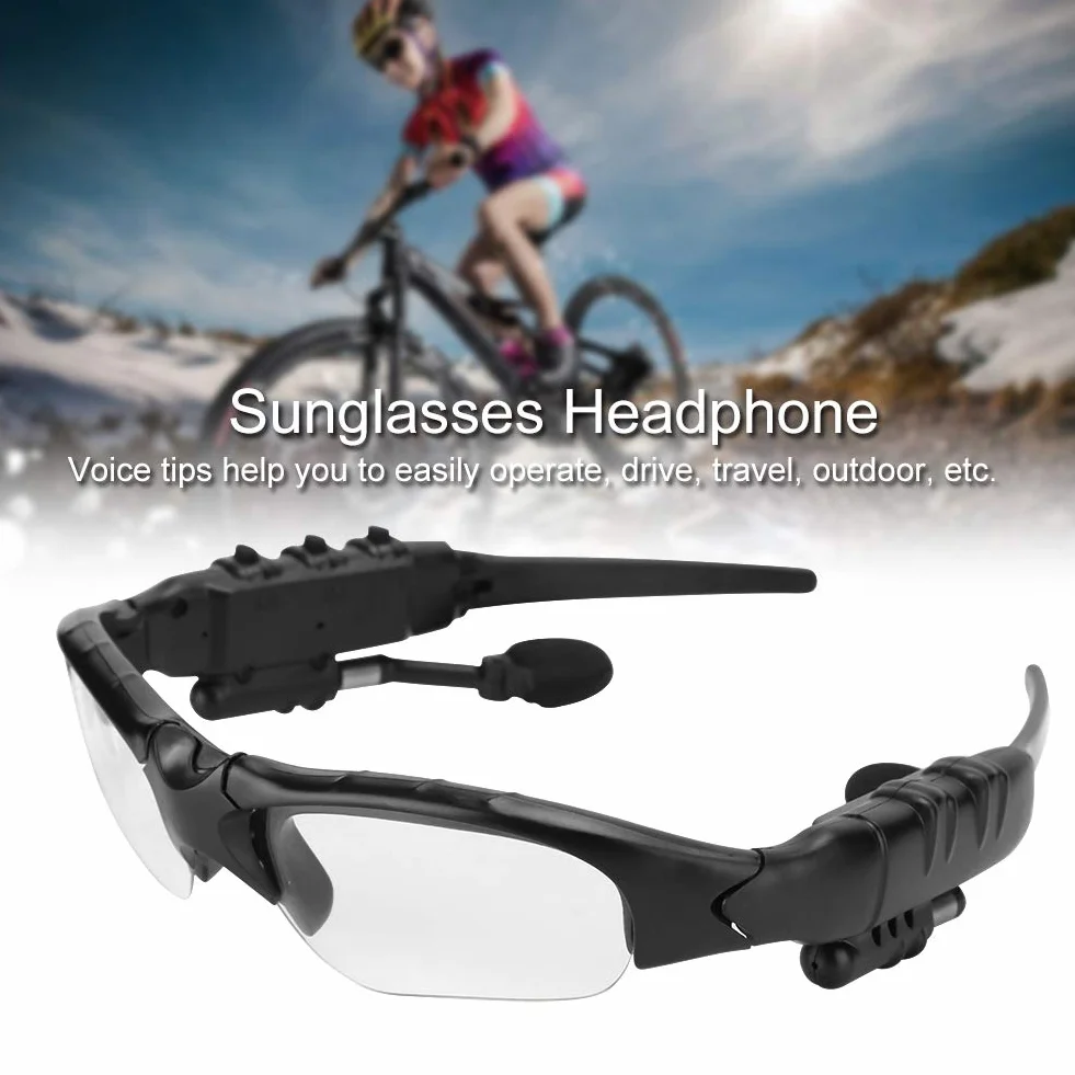 Okulary Przeciwsłoneczne Bluetooth Zestawy Słuchawkowe, Bezprzewodowy Dźwięk MP3 Dźwięk Stereo Odtwarzający Muzykę Słuchawki, Dzwonienie w Trybie Głośnomówiącym(Przezroczysty)