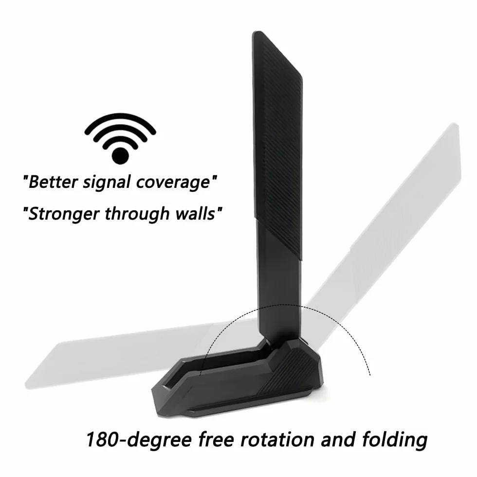 Gintai Antena WiFi 7 dla ASUS ROG Crosshair X870E/STRIX B850 B860 X870 Z790 Z890/ Maximus Z890 Z790 WLAN Amplifiers WiFi 7 Tri-Band 12dBi Bluetooth 5.4, podstawa magnetyczna (czarna)