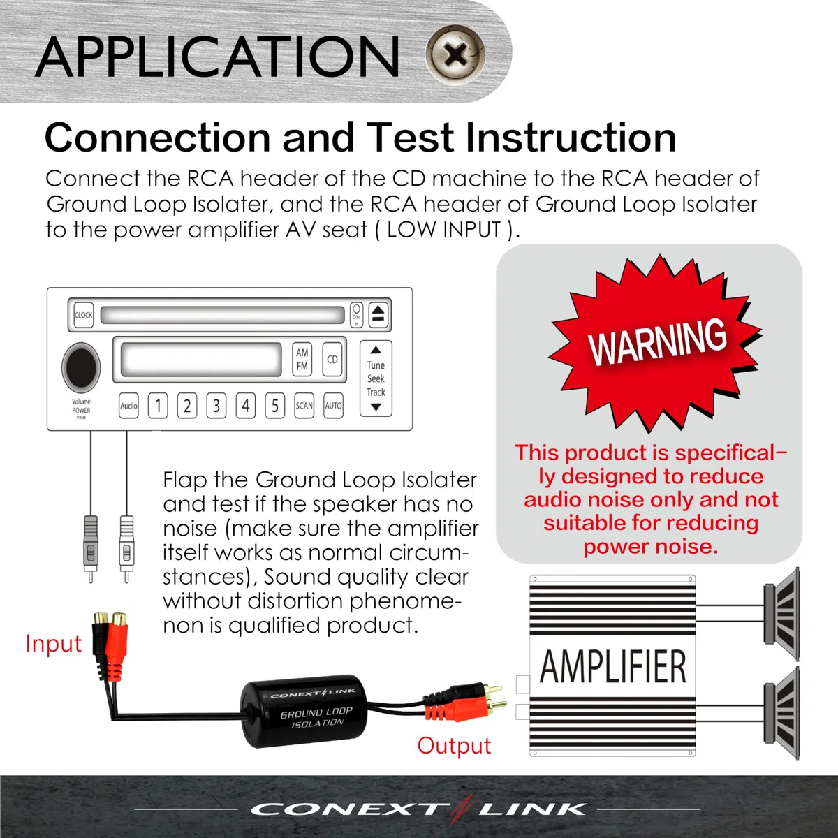 Conext Link AD104 RCA Stereo 2-kanałowy izolator pętli uziemienia, tłumienie filtra szumów