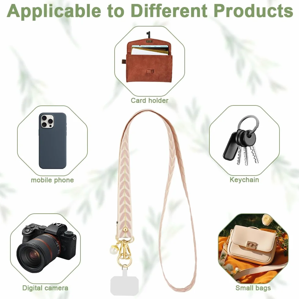 flintronic Uniwersalna smycz na telefon z nadrukiem, szeroki pasek na telefon z naszywkami, regulowana smycz na telefon crossbody, pasek do torby crossbody kompatybilna z większością telefonów