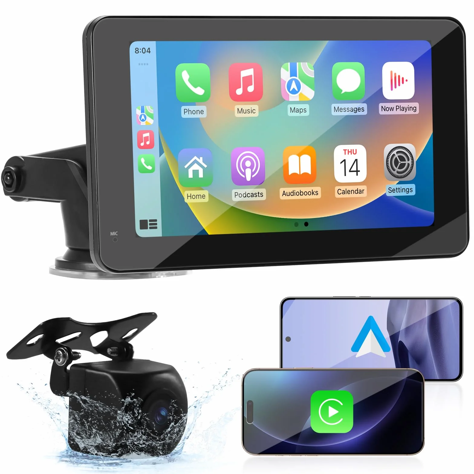 7-calowy ekran Carplay Android Auto z nawigacją, sterowanie głosowe, Mirror Link, dotykowy odtwarzacz samochodowy
