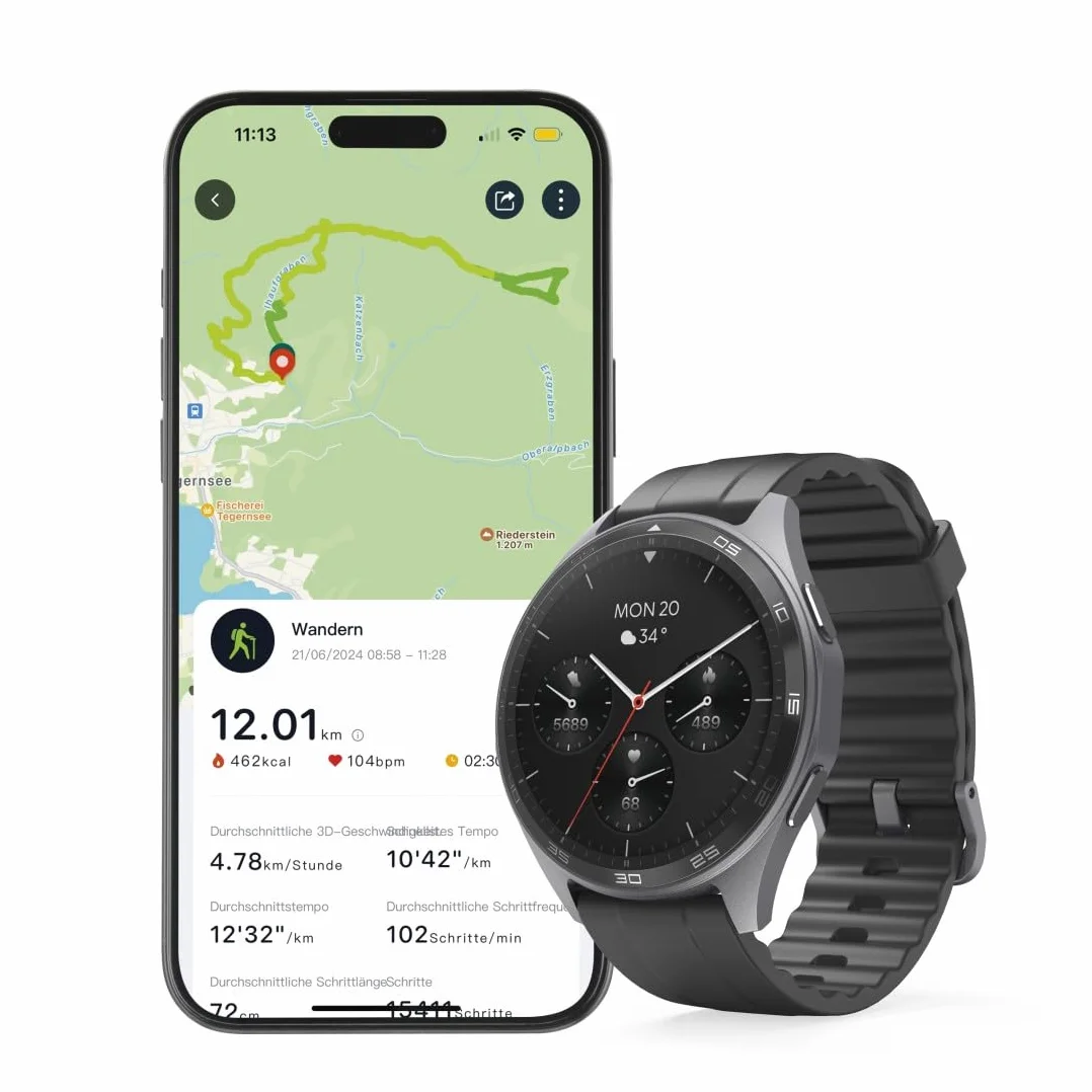 Hama Smartwatch 7010 1,43" AMOLED GPS IP68 3 ATM tętno SpO2 czarny