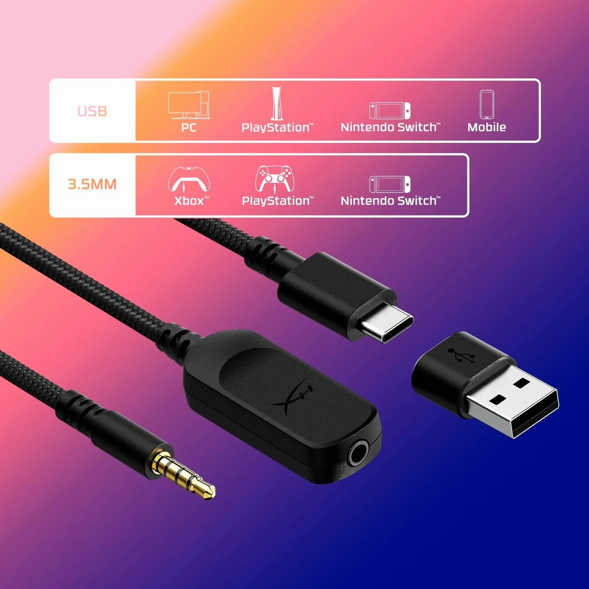 HyperX Cloud III – przewodowy zestaw słuchawkowy do gier, PC, PS5, Xbox Series X|S, kątowy sterownik 53 mm, DTS, pianka memory, stabilna rama, ultra przezroczysty mikrofon 10 mm, USB-C, USB-A, 3,5 mm,