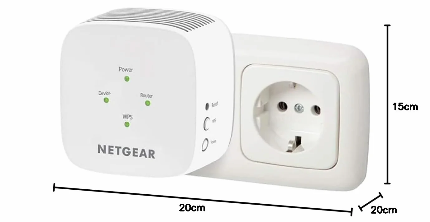 NETGEAR Wzmacniacz WLAN EX3110 Wzmacniacz WLAN AC750 (dwuzakresowe WiFi 2,4/5 GHz, zasięg od 2 do 3 pomieszczeń i 20 urządzeń, prędkość do 750 Mb/s), biały