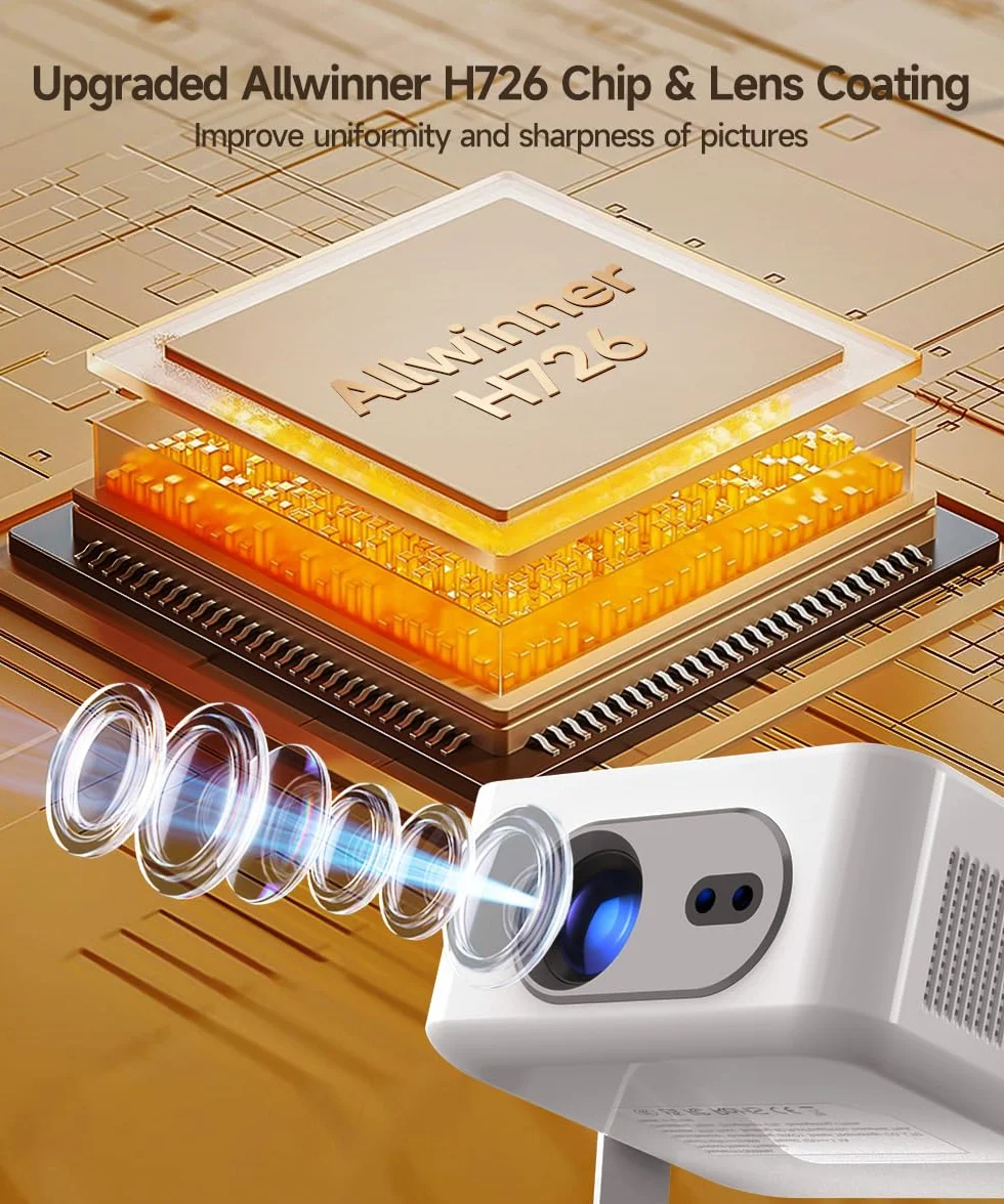 Magcubic Projektor, HY300max Mini projektor 4K i 8K z podwójnym zakresem WiFi 6 BT 5.4, 260 ANSI obsługuje autofokus i korekcję trapezu, nadaje się do projektora kina domowego