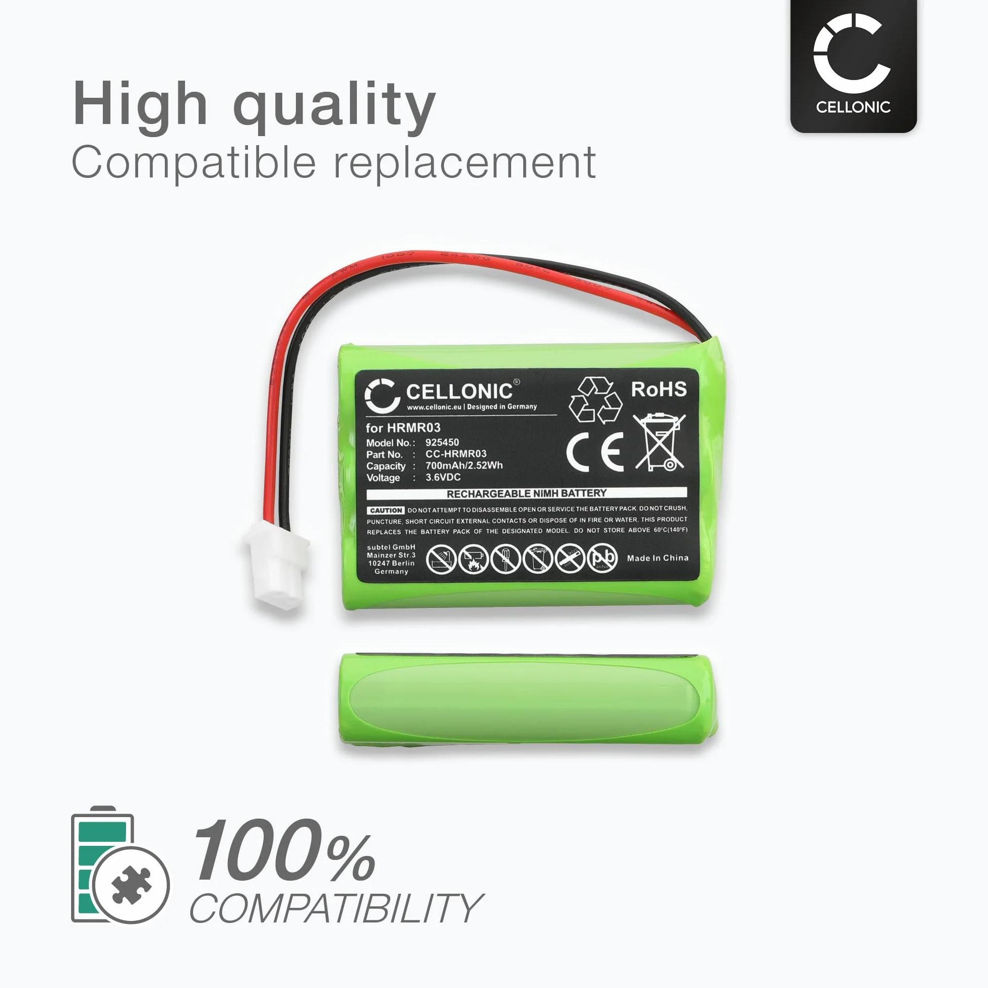 subtel, Bateria do niani kompatybilna z Motorola MBP36, MBP36S, HRMR03, MBP481, MBP482 (3,6 V, 700 mAh)