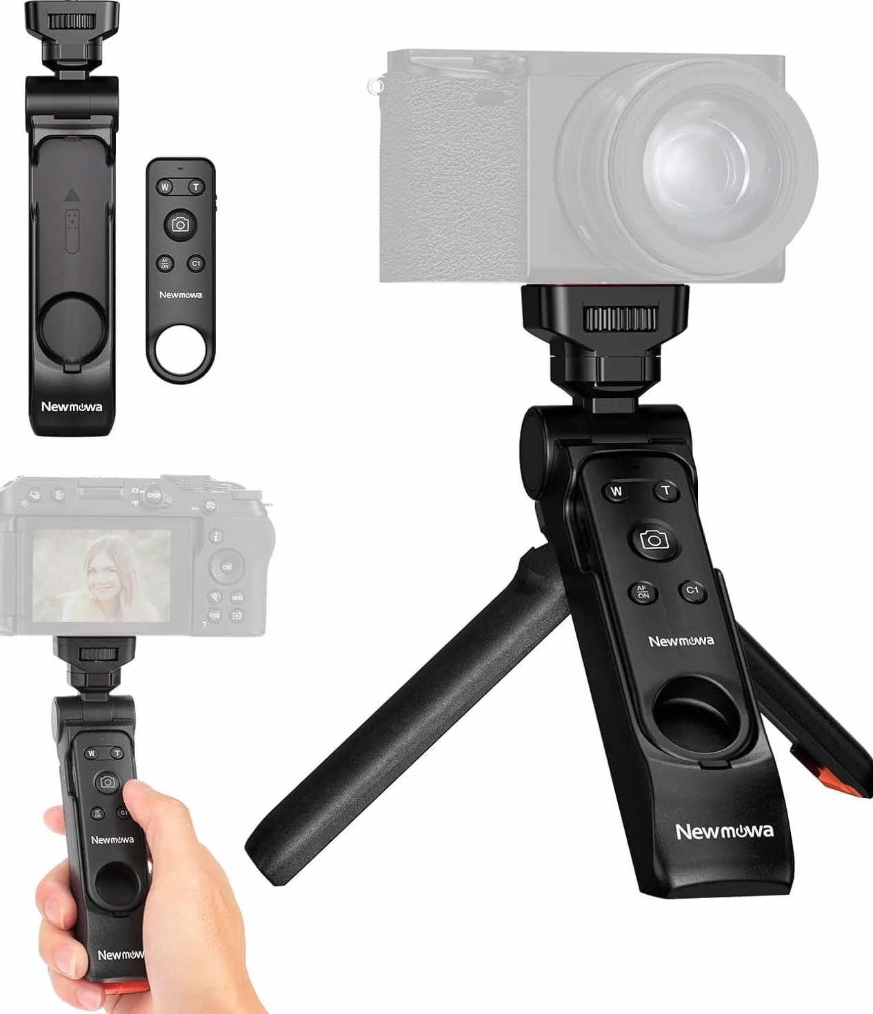 Newmowa Bezprzewodowy uchwyt do zdalnego sterowania kamerą statywu strzelecki, przenośny uchwyt podróżny mini statywu do Sony ZV-1, ZV-1F, RX100 VII, A7 III, A6100, Canon EOS R, RP, 6D Mark II, 800D,