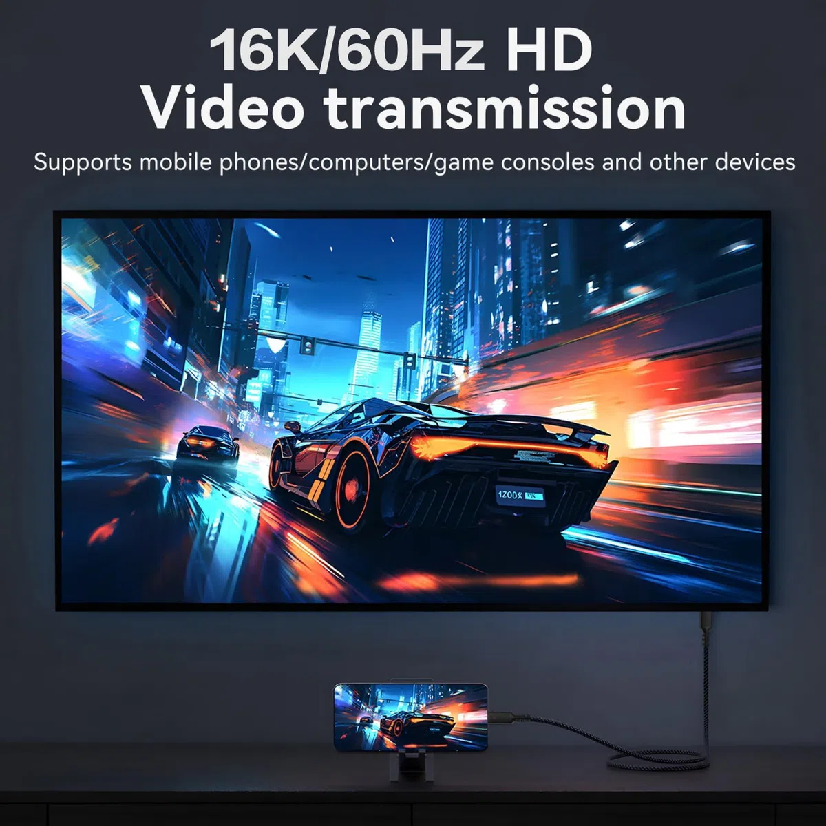 Kabel USB C Thunderbolt 5 80Gbps 1 m, Wideo do 16K/Dual 8K, 240W PD3.1 kompatybilny z MacBook M4 Pro, SSD, Dock