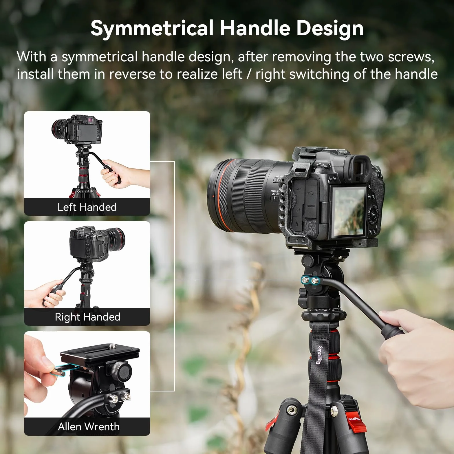 SmallRig Głowica płynna statywu Głowica Pan Tilt CH10 z płytą szybkiego zwalniania, mała głowica płynowa odpowiednia do kompaktowych kamer wideo i lustrzanek cyfrowych, nośność 3 kg - 3259