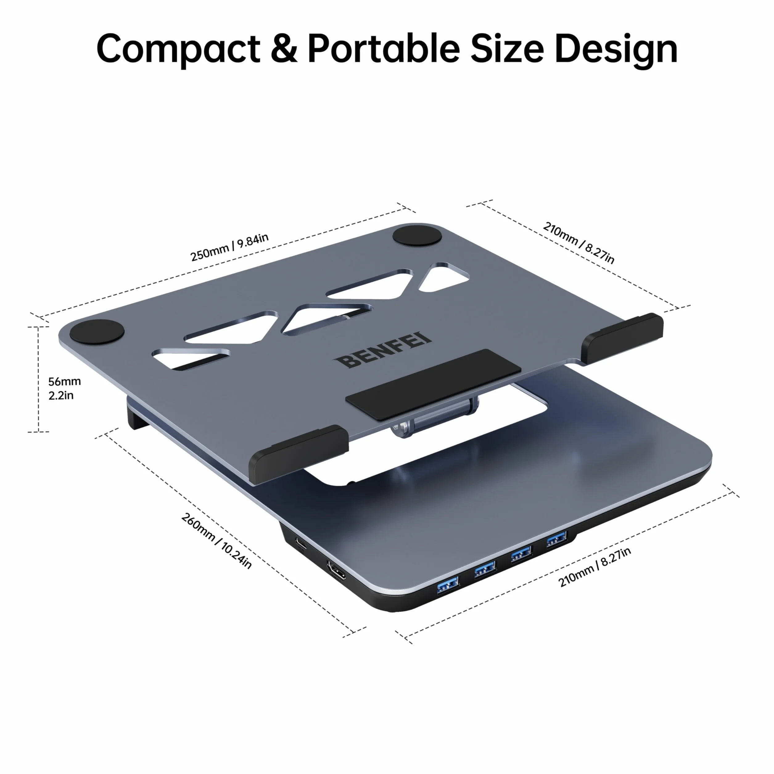 BENFEI Podstawka pod laptopa USB C 6w1 Stacja dokująca HDMI 4K 60 Hz 4xUSB3.0 100W PD