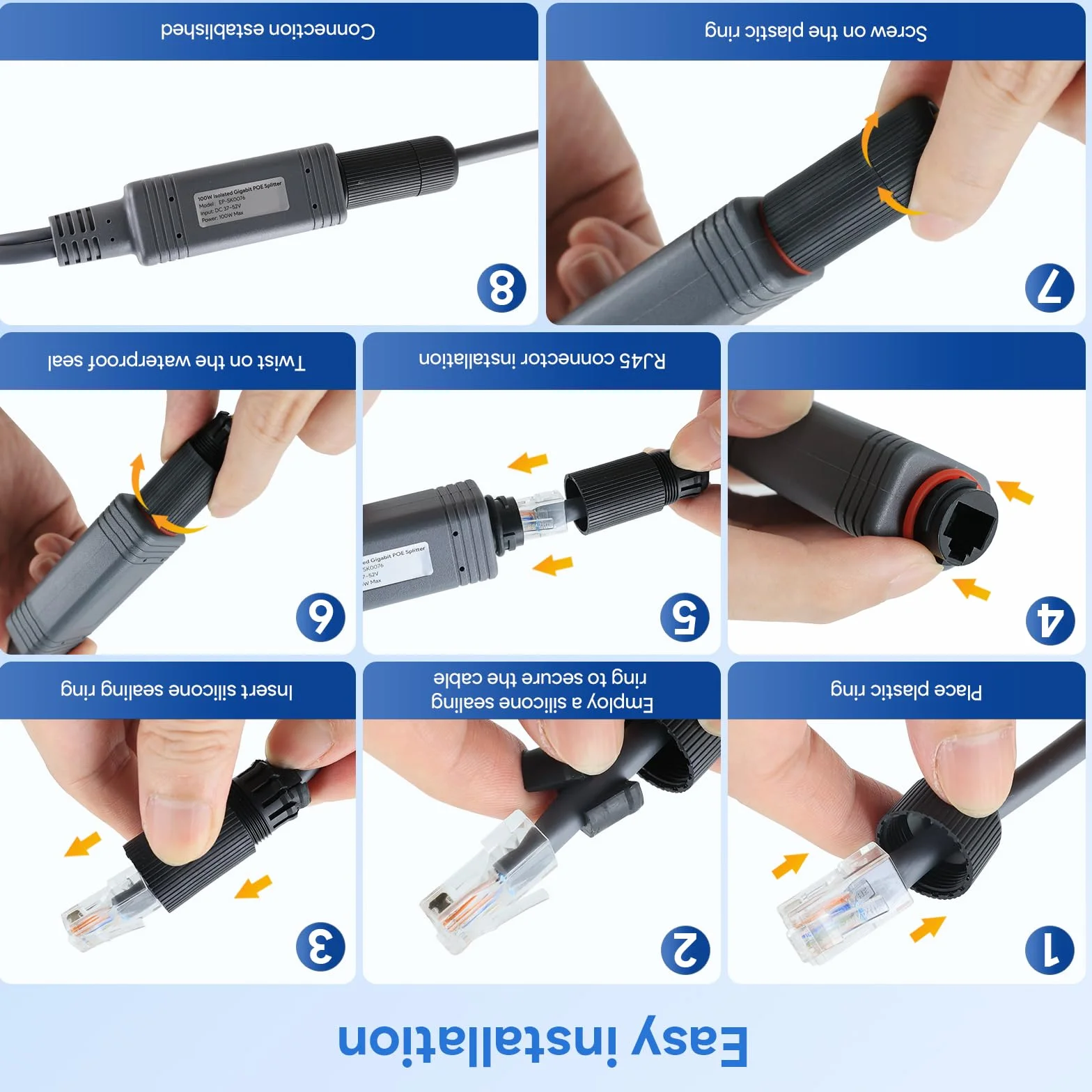 Starlink Mini rozgałęźnik PoE - wodoodporny kabel Ethernetowy Starlink IP68 z adapterem Starlink RJ45 i DC do mini Starlink Dishy, idealny do użytku wewnątrz i w pomieszczeniach