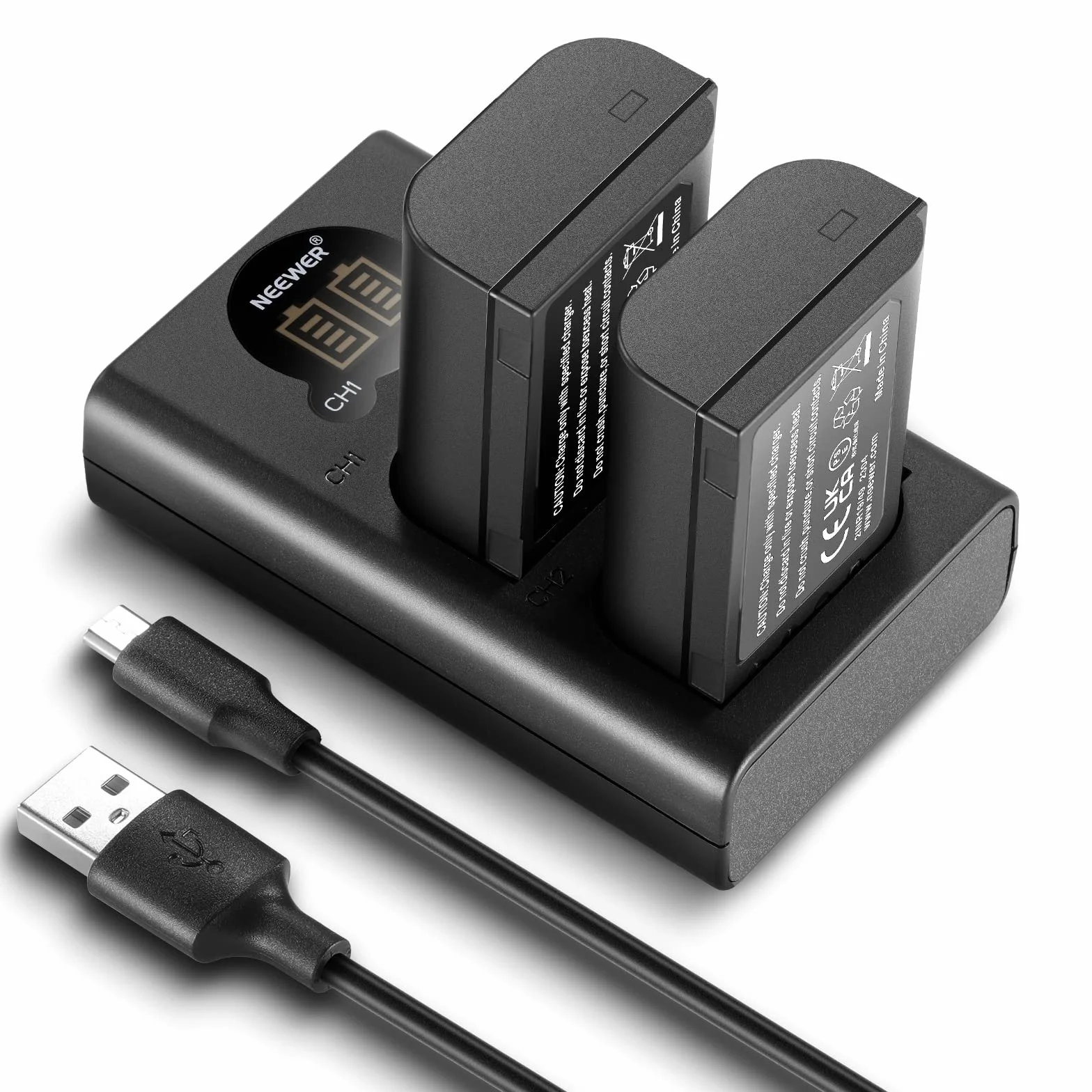 NEEWER Zapasowy zestaw akumulatorów i ładowarek do DMW-BLK22, kompatybilny z Panasonic Lumix DC-S5 GH5 II S5 II GH6 S5 IIX S9, 2 baterie 2400 mAh i dwukanałowa ładowarka USB typu C