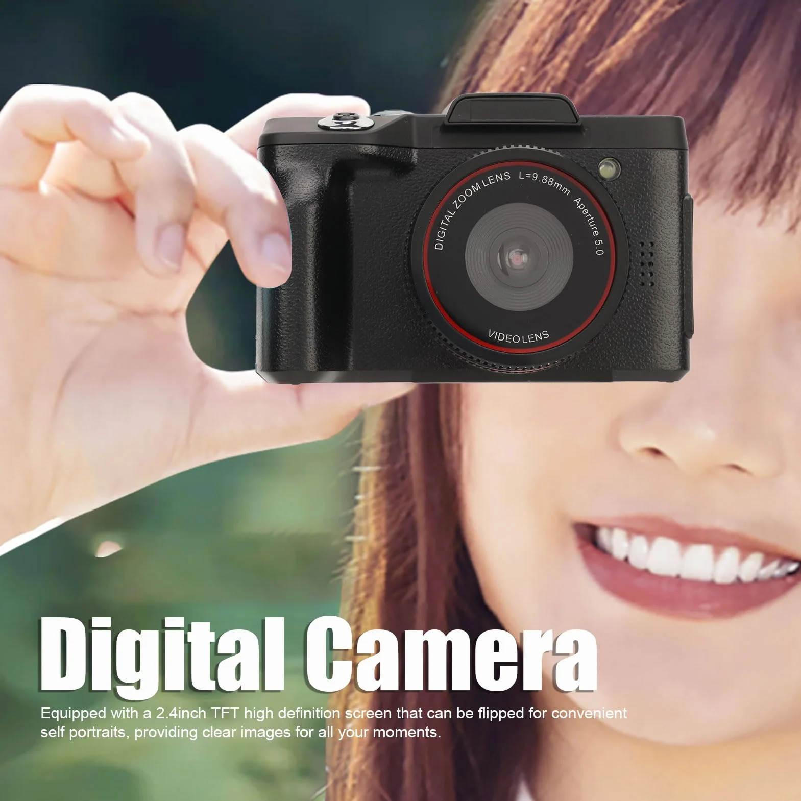 Lustrzanka z Odchylanym Ekranem, rozdzielczość Aparatu Cyfrowego HD 1080P, wielofunkcyjność Kamery Filmowej, Kamera Vlog Kompatybilna ze Statywem