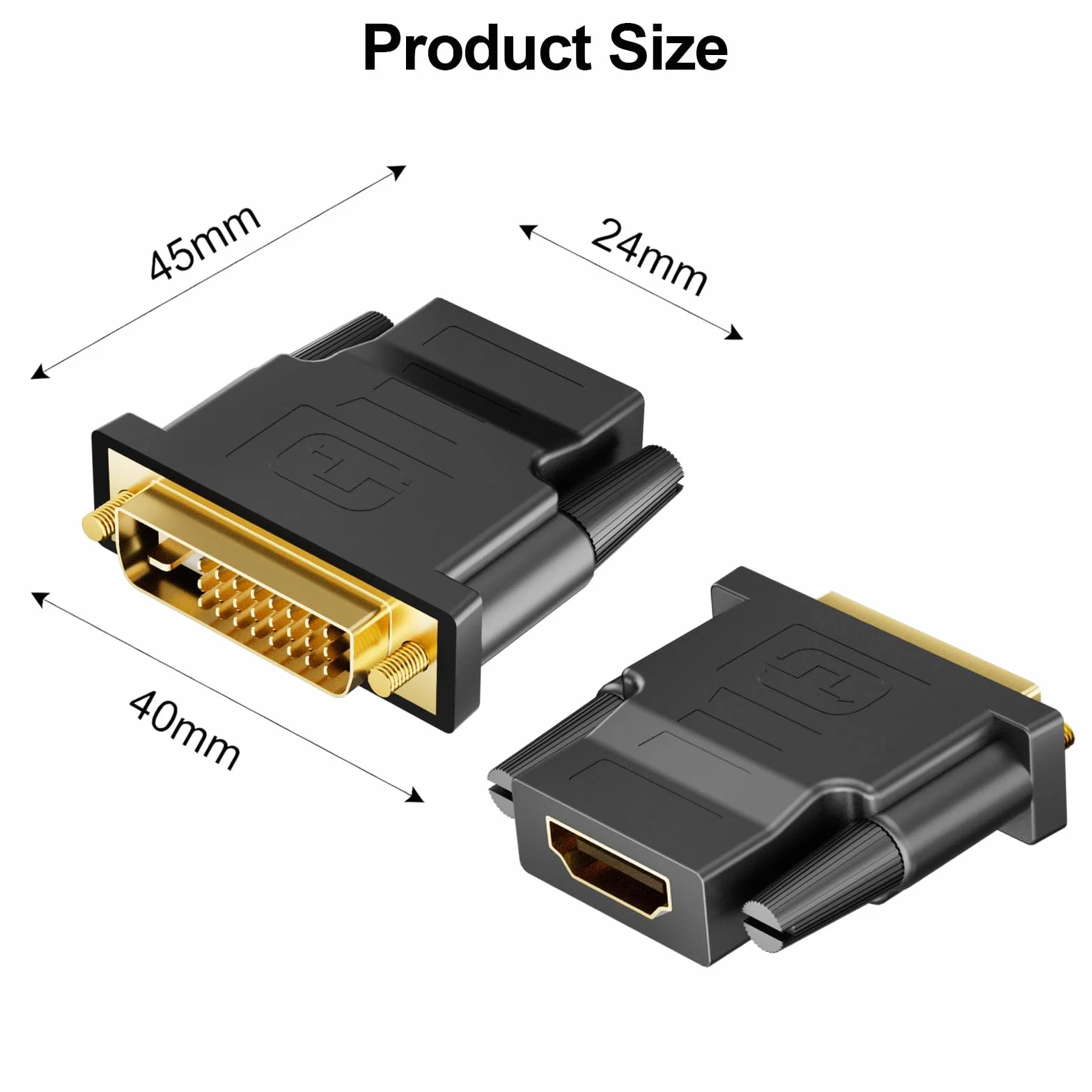 Adapter DVI na HDMI, wtyczka DVI-D do gniazda HDMI adapter 1920 x 1200 1080p, dwukierunkowa konwersja DVI (24+1) na HDMI do komputera, monitora, laptopa, telewizora, projektora, 1 szt
