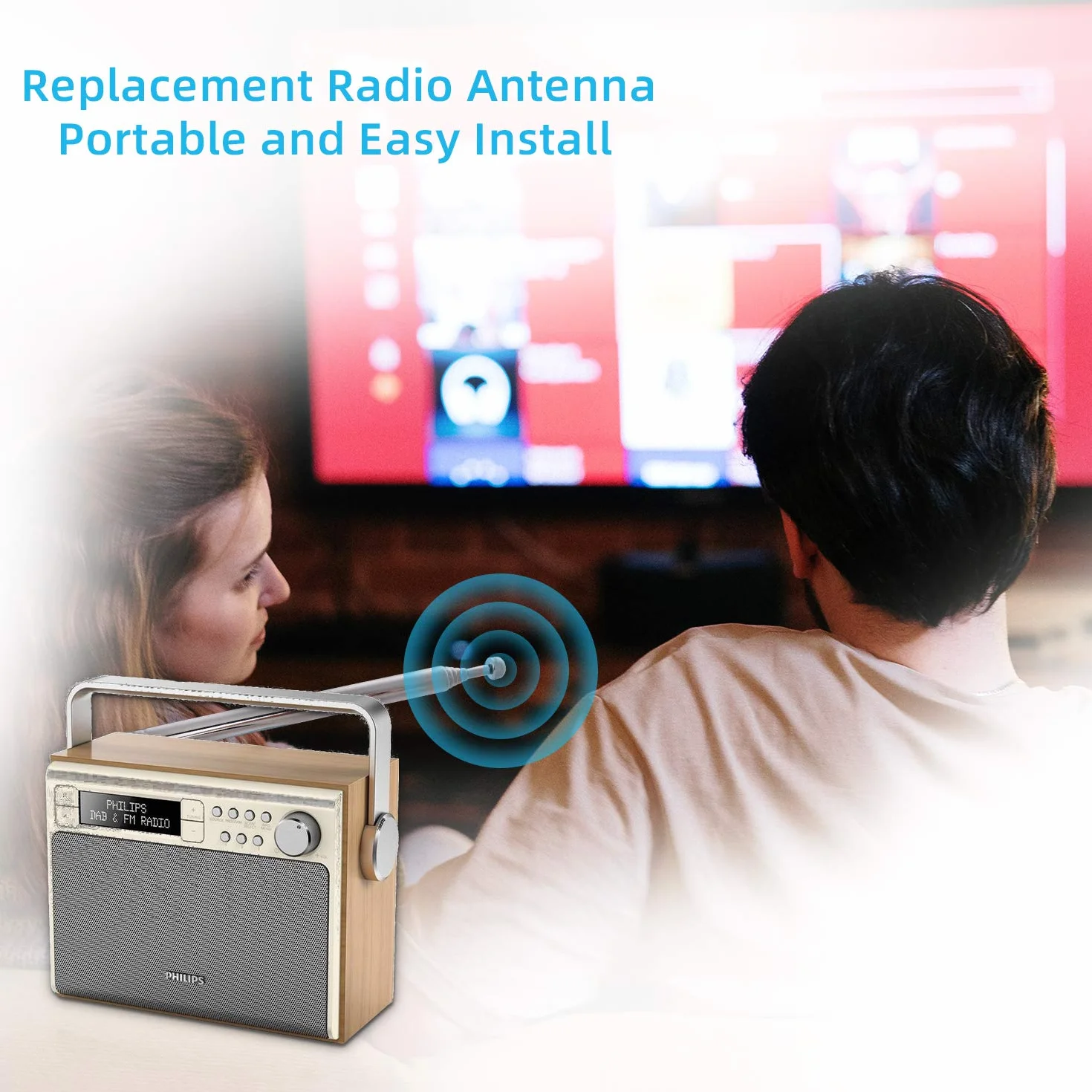 moinkerin 3-częściowa antena radiowa 76,5 cm antena teleskopowa ze stali nierdzewnej AM FM radio do radia telewizyjnego DAB FM/AM odbiór stereo