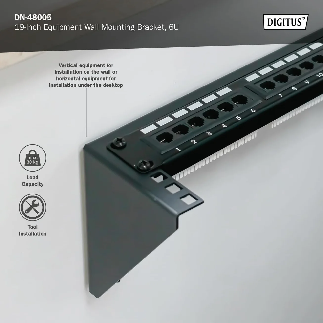 DIGITUS DN-48005 - rama 19 cali - 6U - uniwersalna rama do montażu ściennego dla urządzeń 19" - pionowa 283 x 504 x 151 mm - czarna