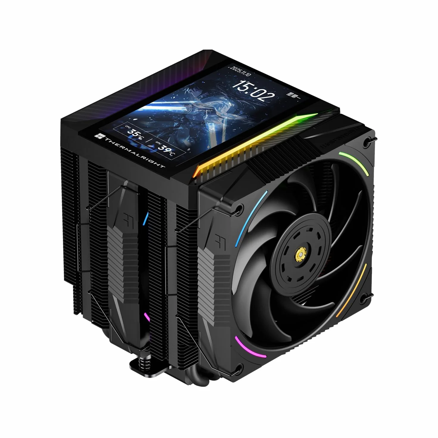 TR Peerless Assassin 120 VISION MAX ARGB Black chłodnica powietrza z 2 wentylatorami TL-K12 PWM, 5-calowy wyświetlacz magnetyczny (rozdzielczość 480 x 854), do LGA1851/1700 i AM5