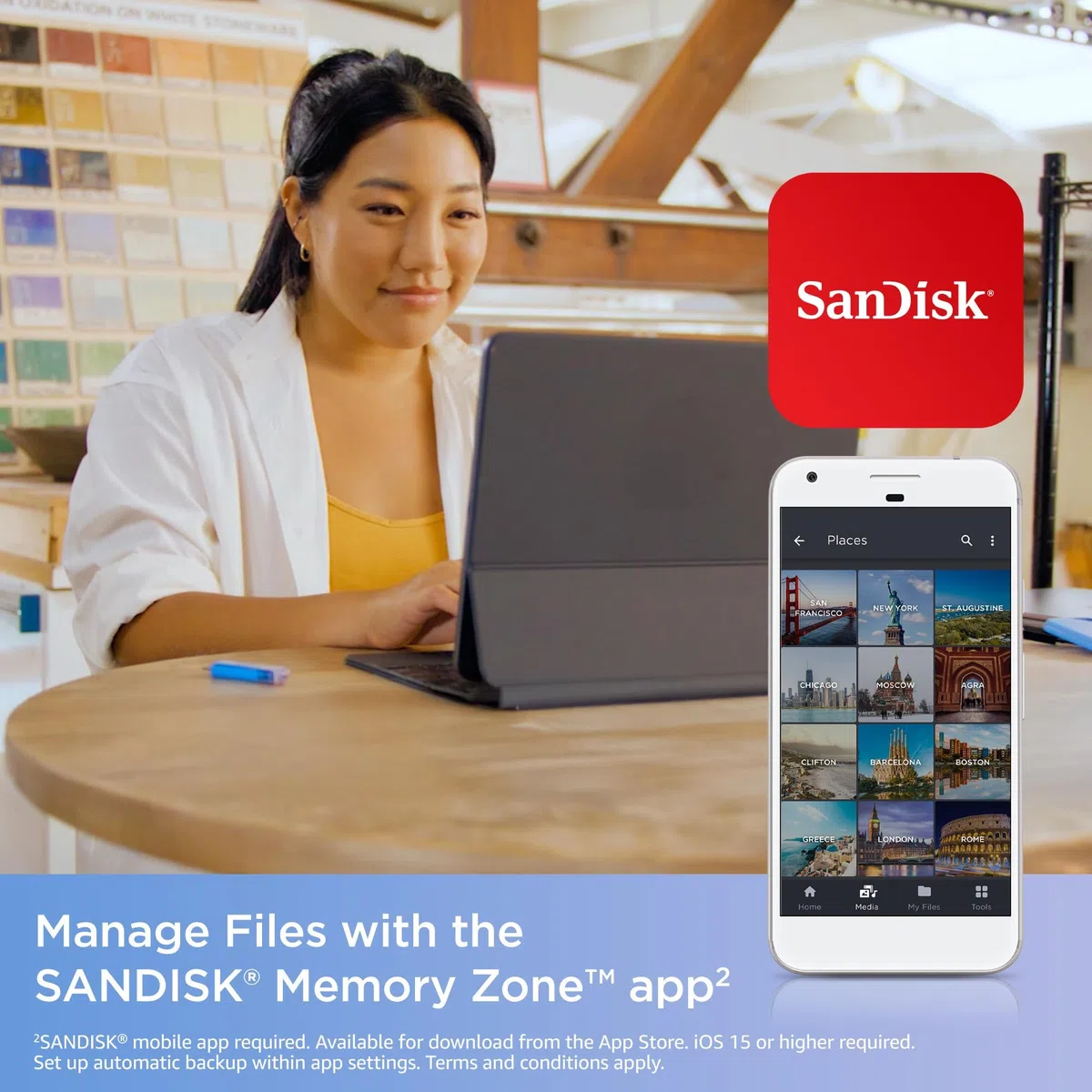 SanDisk Creator Phone Drive, 256GB (Chiavetta USB, Per iPhone/iPad, PC e Mac, Con connettori Lightning e USB-C, Velocità fino a 90 MB/s, include tre mesi di Adobe Lightroom, robusto involucro)