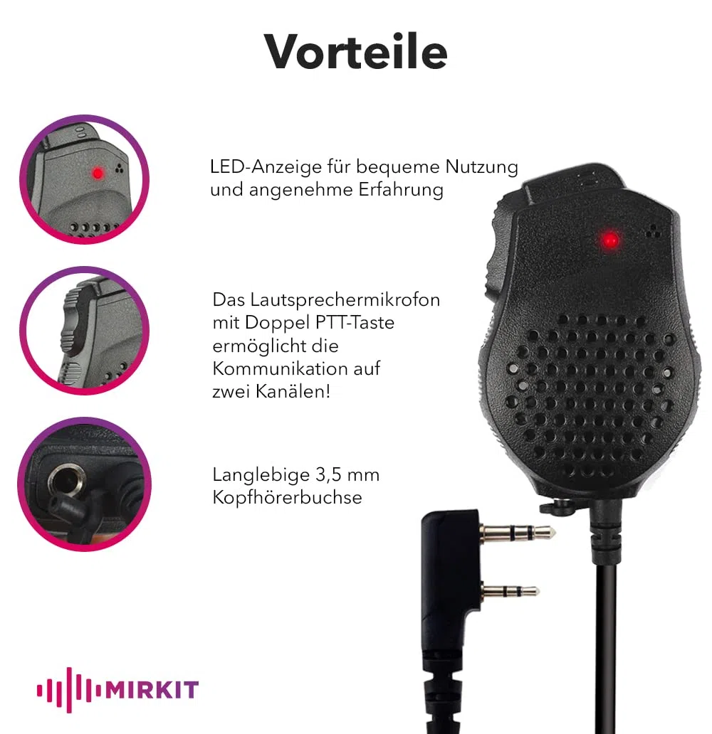 Mirkit Głośnik mikrofon Dual PTT do UV-82