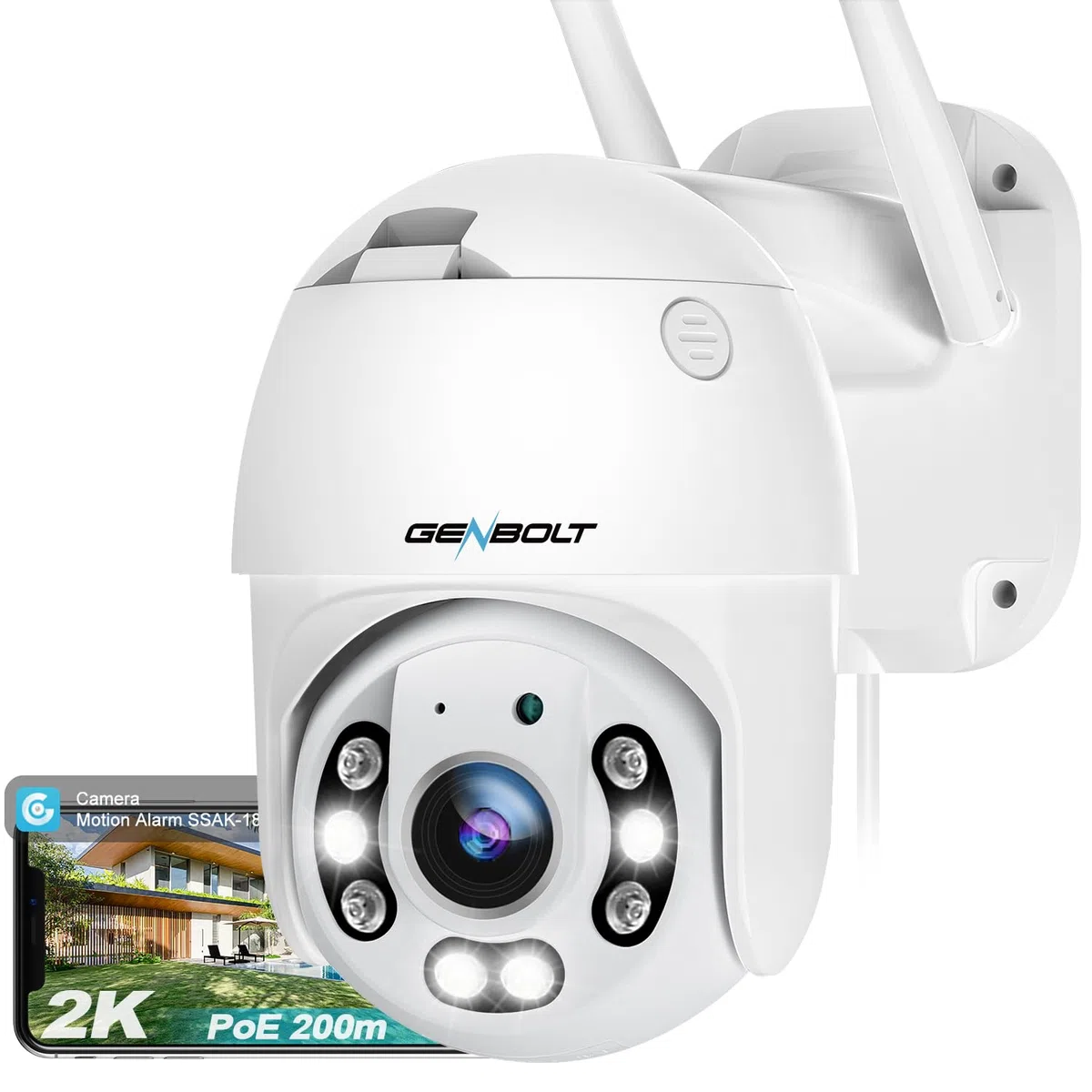 [DC&PoE] GENBOLT 4MP Zewnętrzna Kamera Bezpieczeństwa WIFI, 2.5K Kamera Monitoringowa Zewnętrzna IP CCTV, Wykrywanie Humanoidów, Automatyczne śledzenie, Bezprzewodowa,Wodoodporność(2.4&5GHz)
